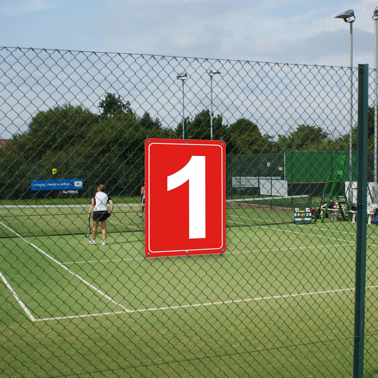 Numbered Sign 1 Aluminum For Tennis Court 12×8 Inch Parking Lots Metal Weather