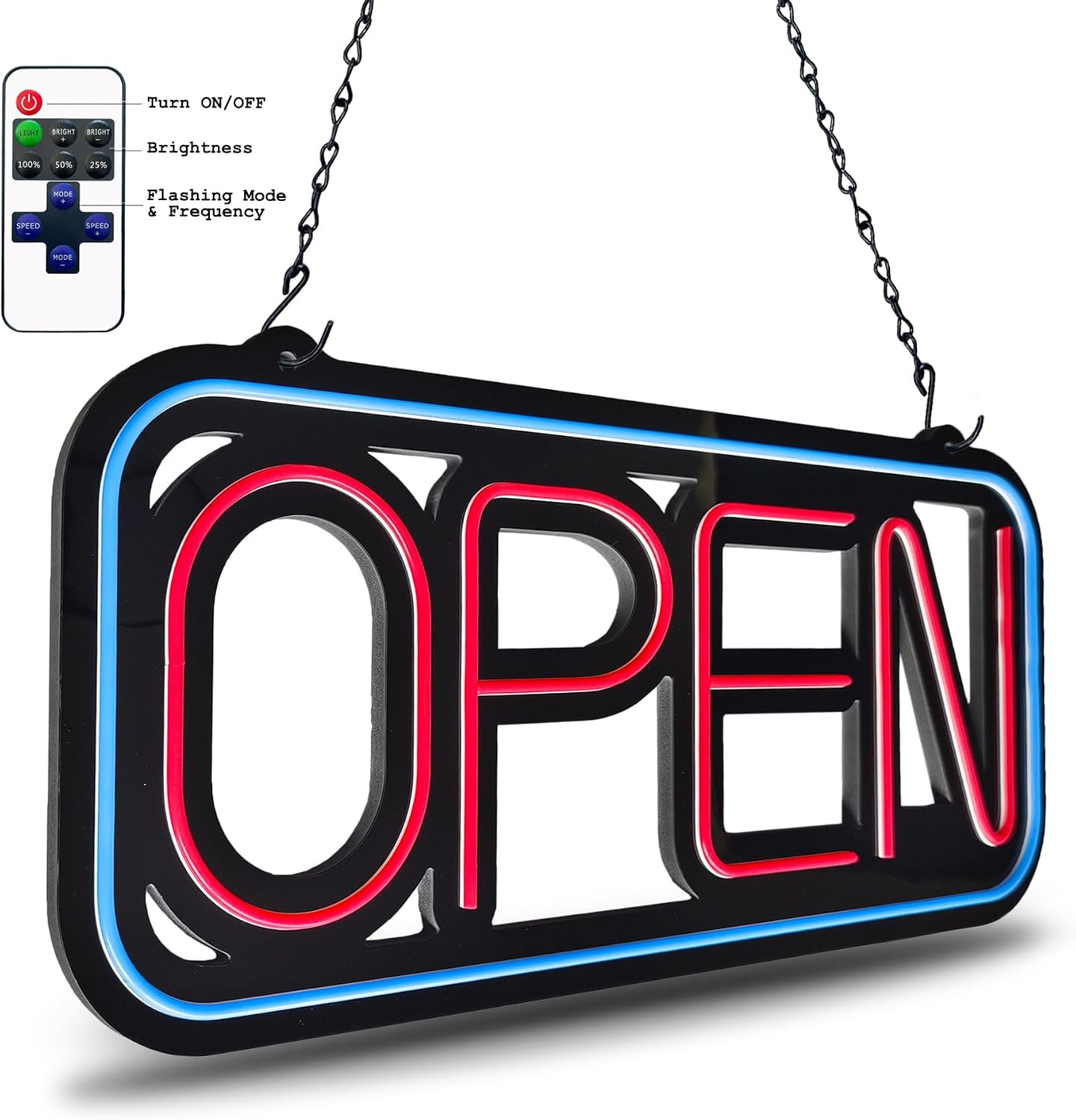 Open Signs for Business,32X16 Inch Large Bright Open Sign Neon Led Lighted,Remot