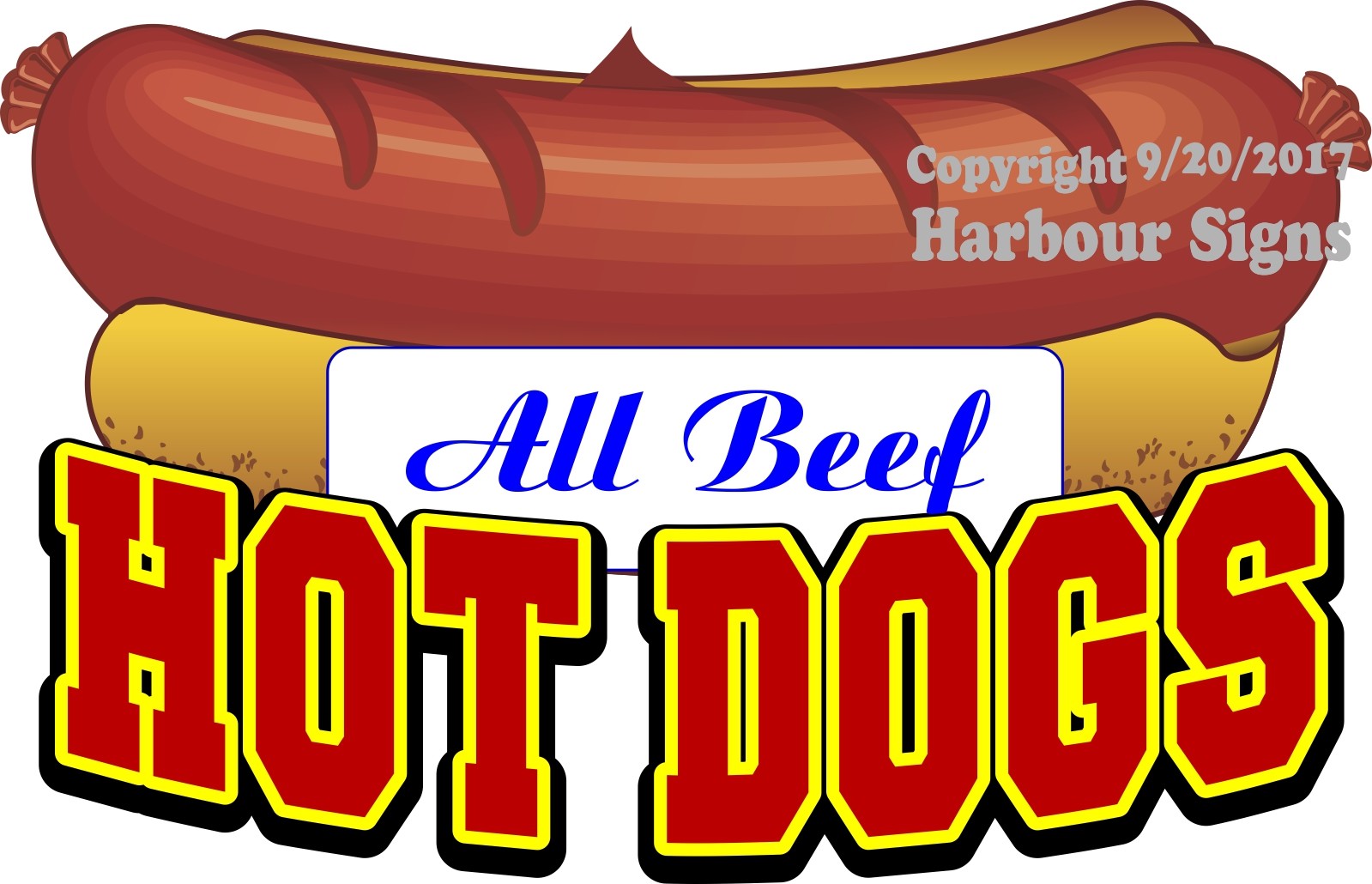 All Beef Hot Dogs DECAL (CHOOSE YOUR SIZE) Concession Food Truck Sticker