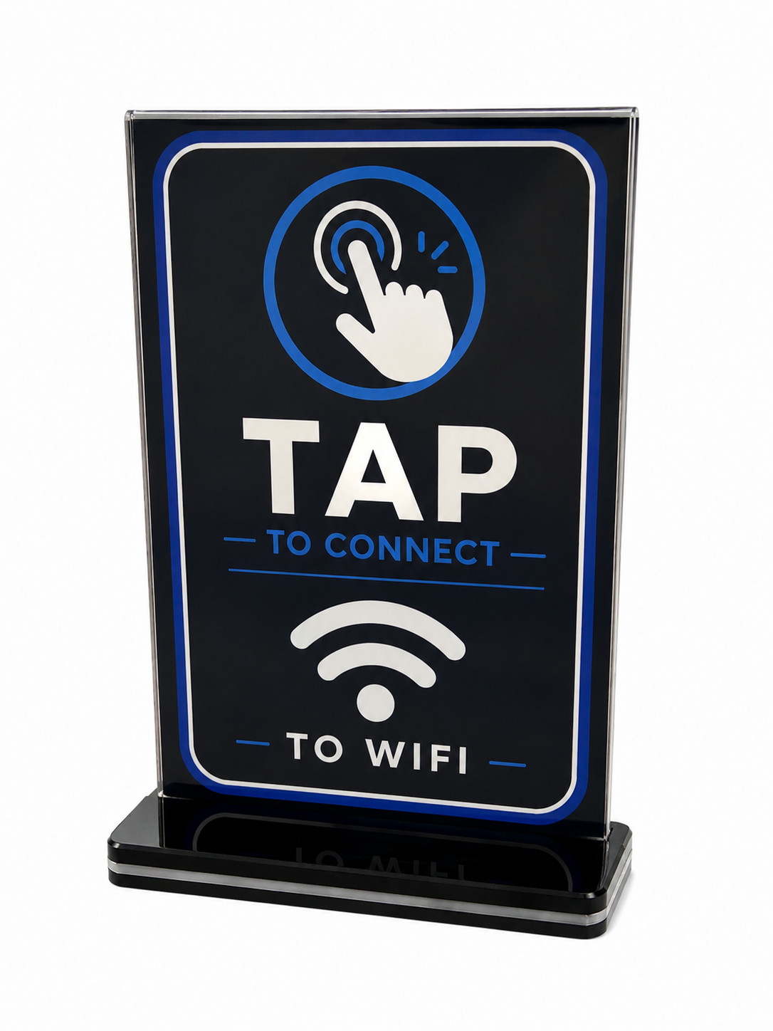 NFC Acrylic Business Sign Stand Tap to Open Reviews Social Media Menu Ntag213