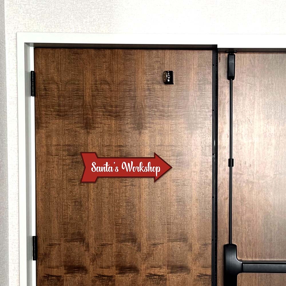 Arrow Shape Plus Santa&rsquo;s Workshop 12×4&Prime; Wall or Door Sign