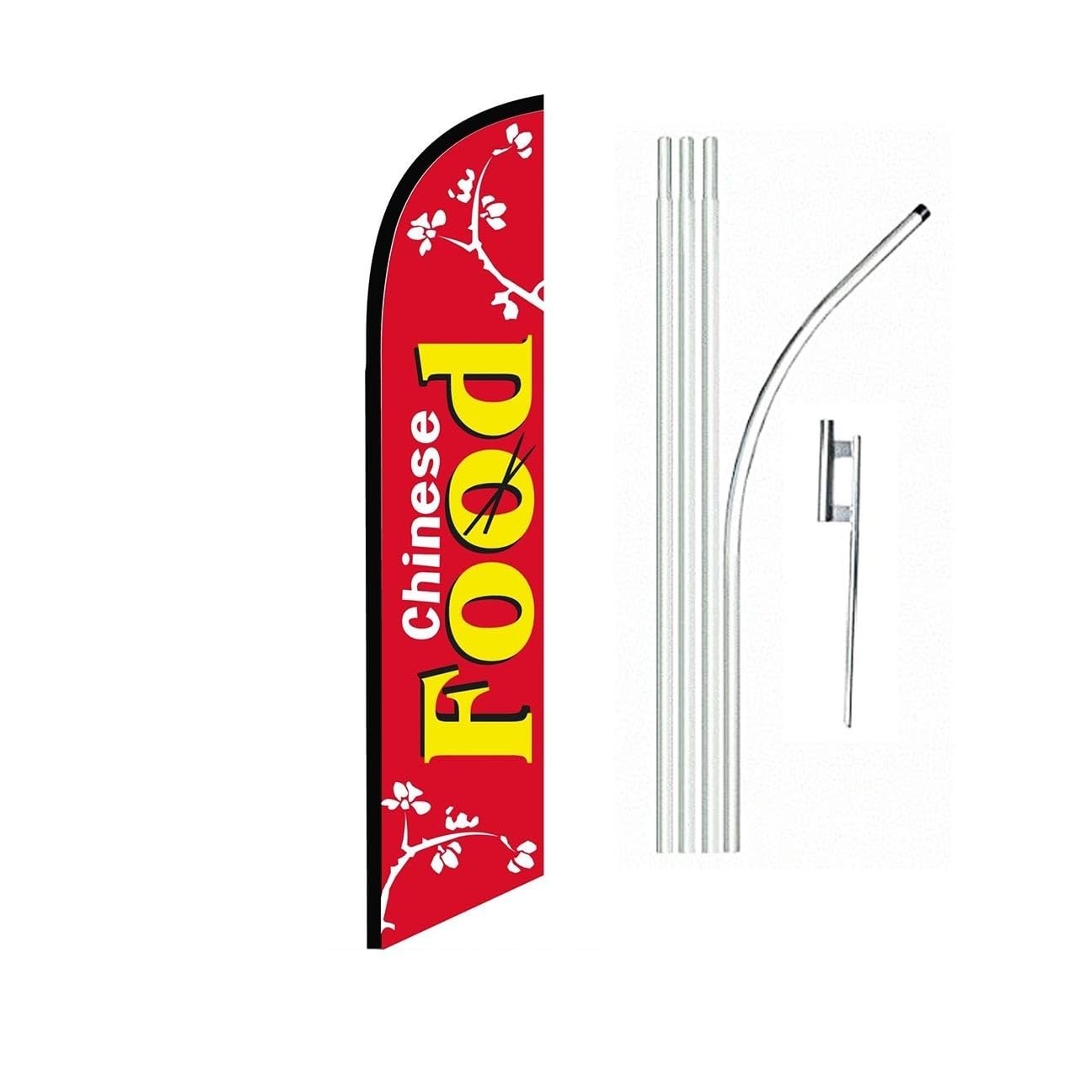 Chinese Food Red Swooper Flutter Feather Flag | 3ft W x 11.5ft Tall