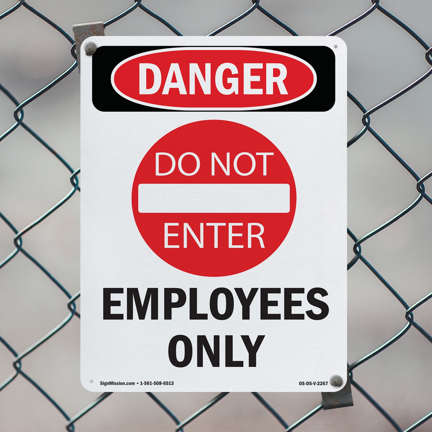 Employees Only OSHA Danger Sign Metal, Plastic, Or Decal – 5 or 10 Pack