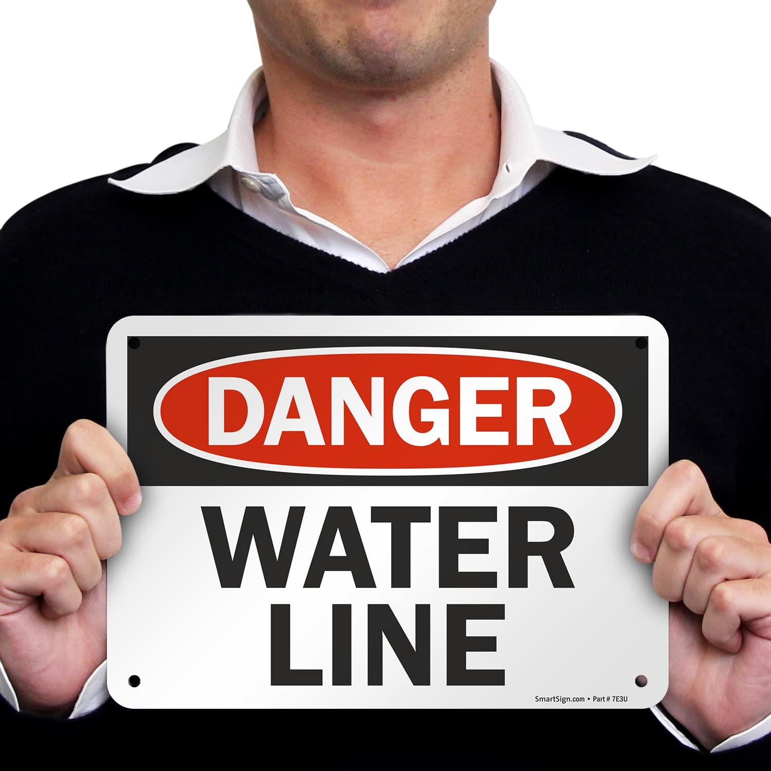 Danger Water Line Sign 7×10 Inch Aluminum Utility Warning Plaque