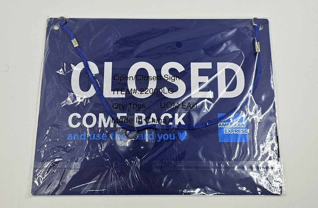New OPEN CLOSED Sign American Express Open/Closed Sign 11 x 8.5 in