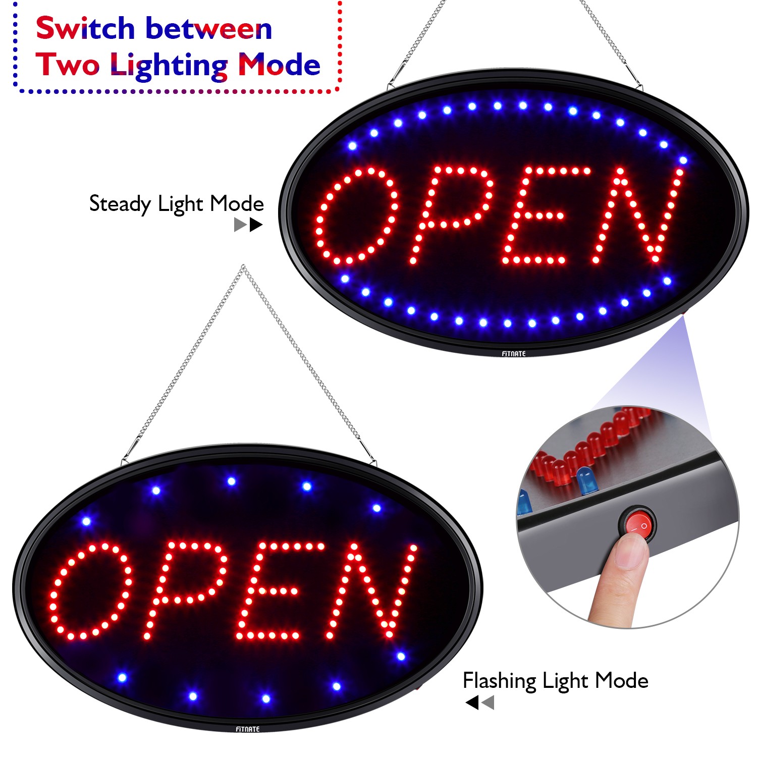Large 23×14 inch Neon LED Open Light Flash Business Bar Ad Sign Board Store XL