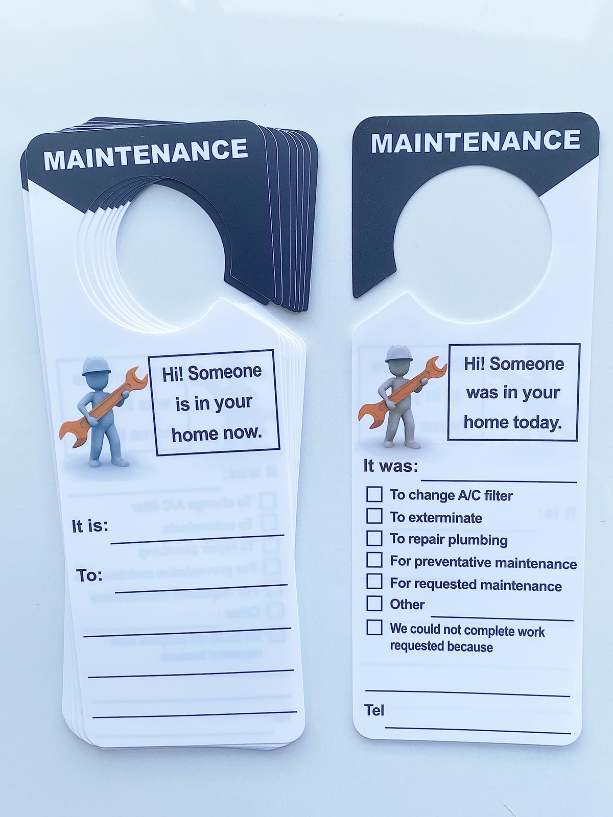 Maintenance Door Hanger Tags Property Management Plastic Sign 3.5×9.5 In 60 PCS