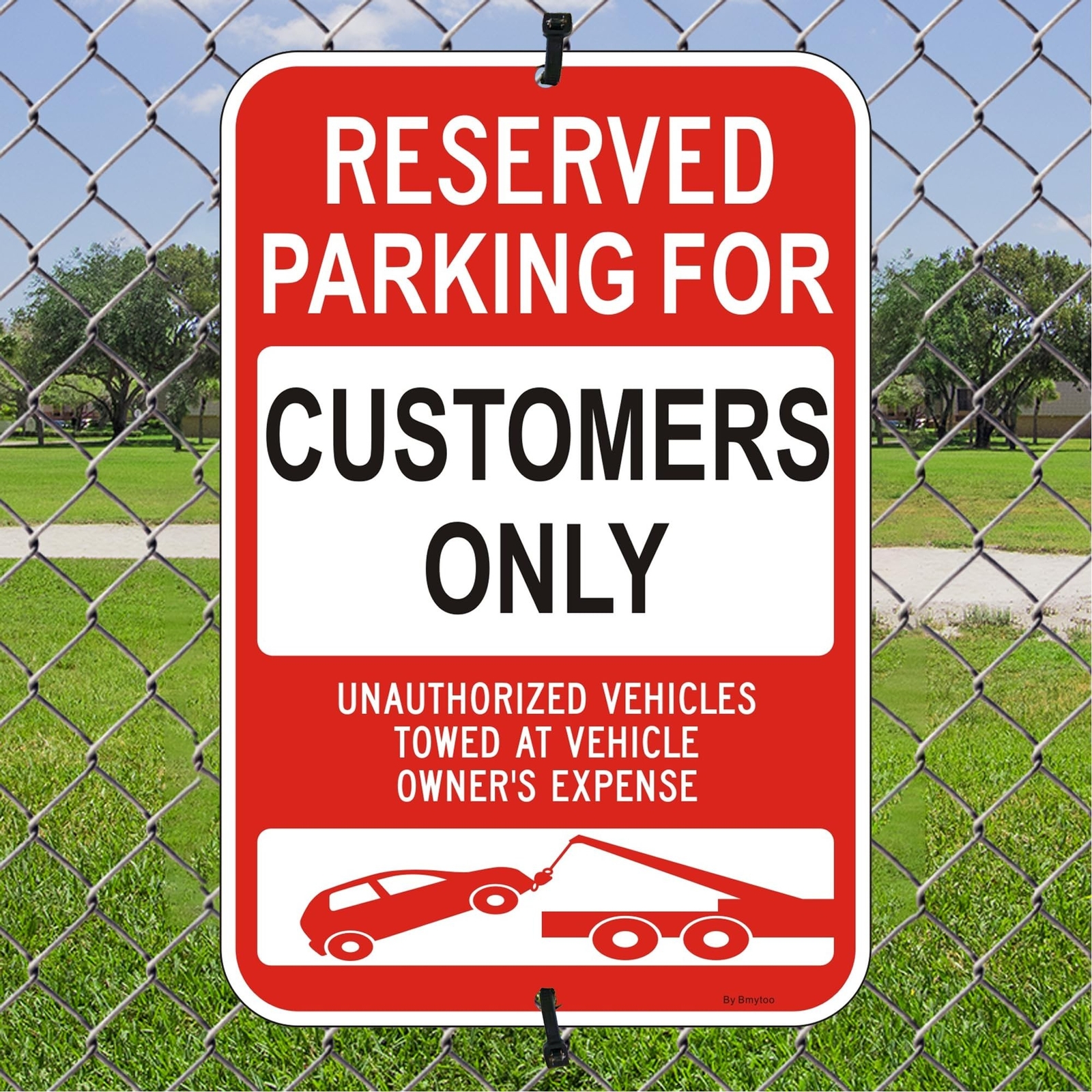 2 Pack Reserved Parking For Customers Only Sign, 18&Prime; x 12&Prime; Unauthorized Vehic…