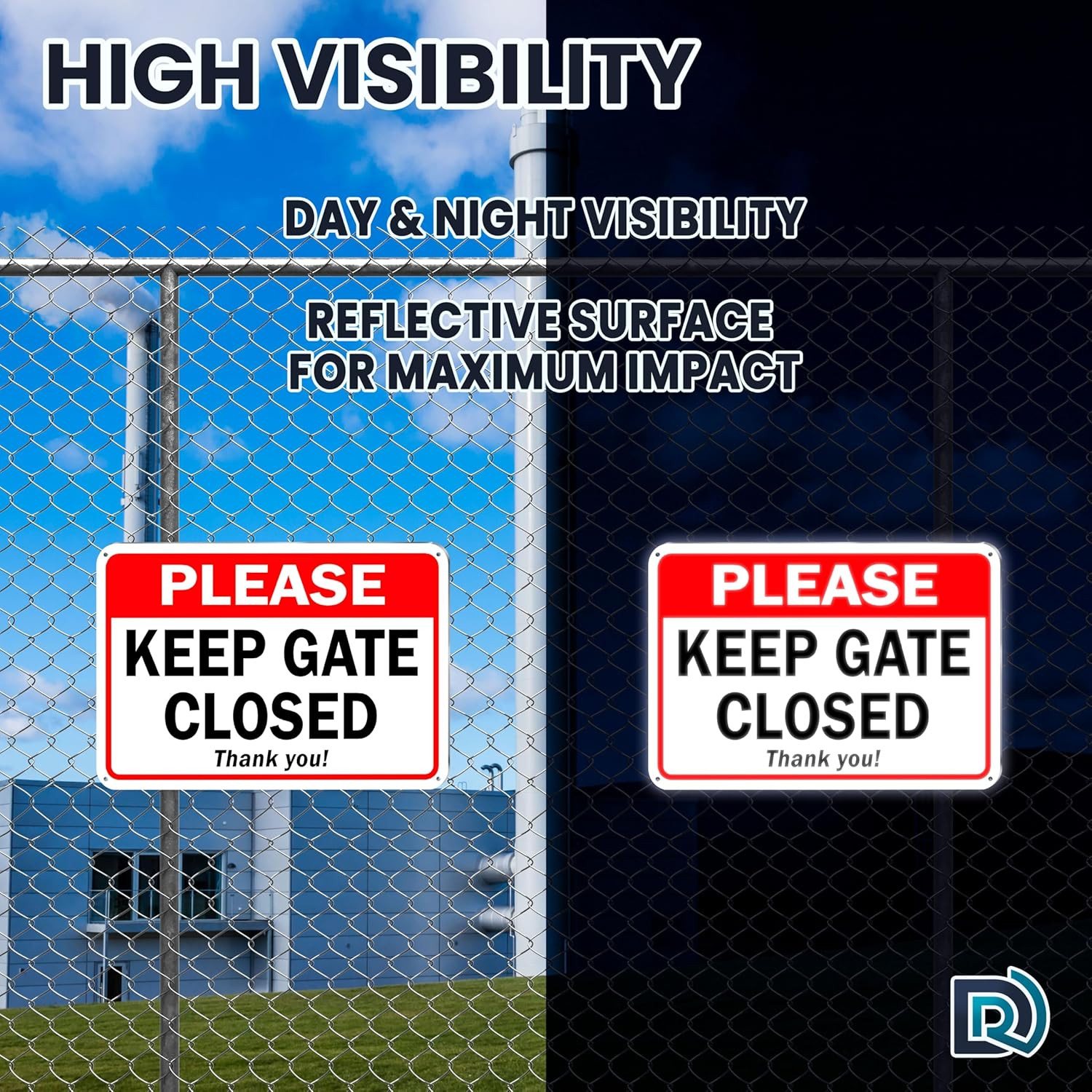 2 PC Please Keep Gate Closed Sign, 7X10 Aluminum Keep Close Gate Sign