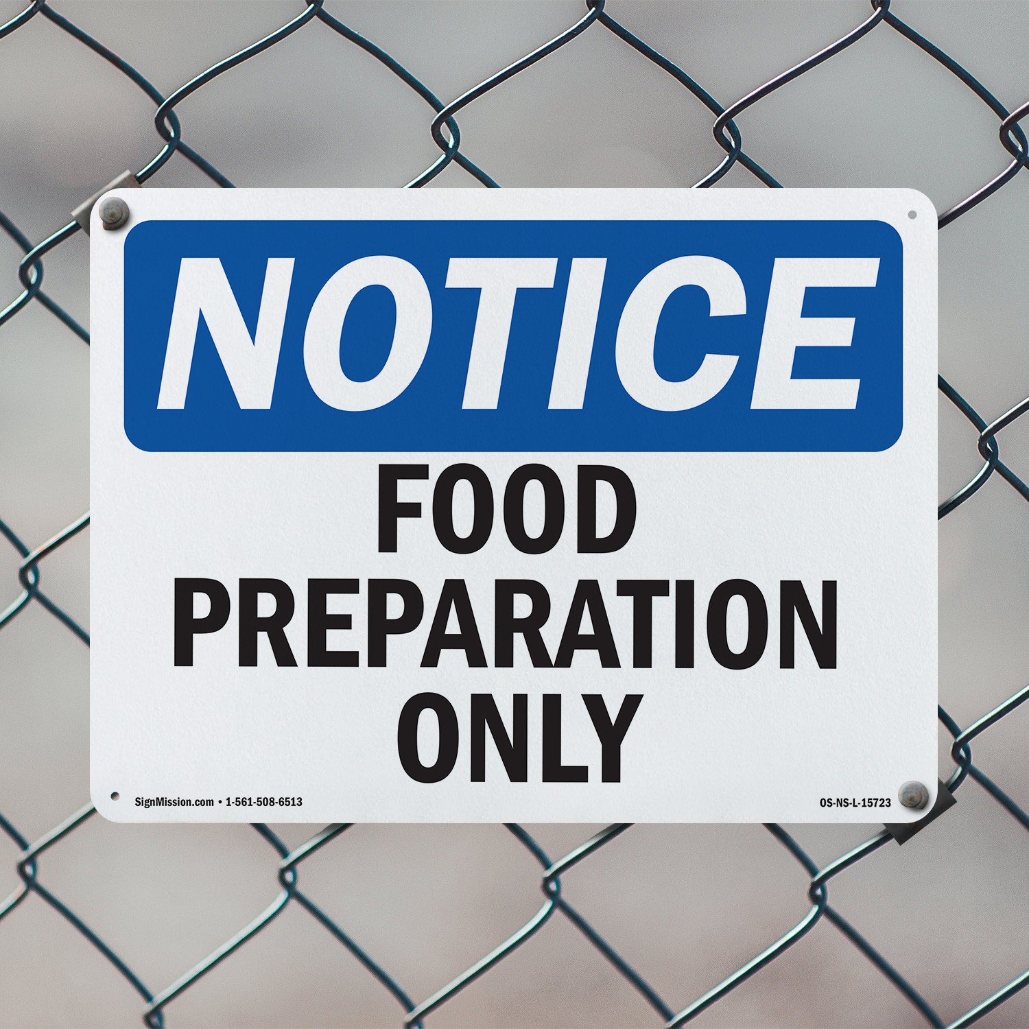 Food Preparation Only OSHA Notice Sign Metal, Plastic, Or Decal – 5 or 10 Pack