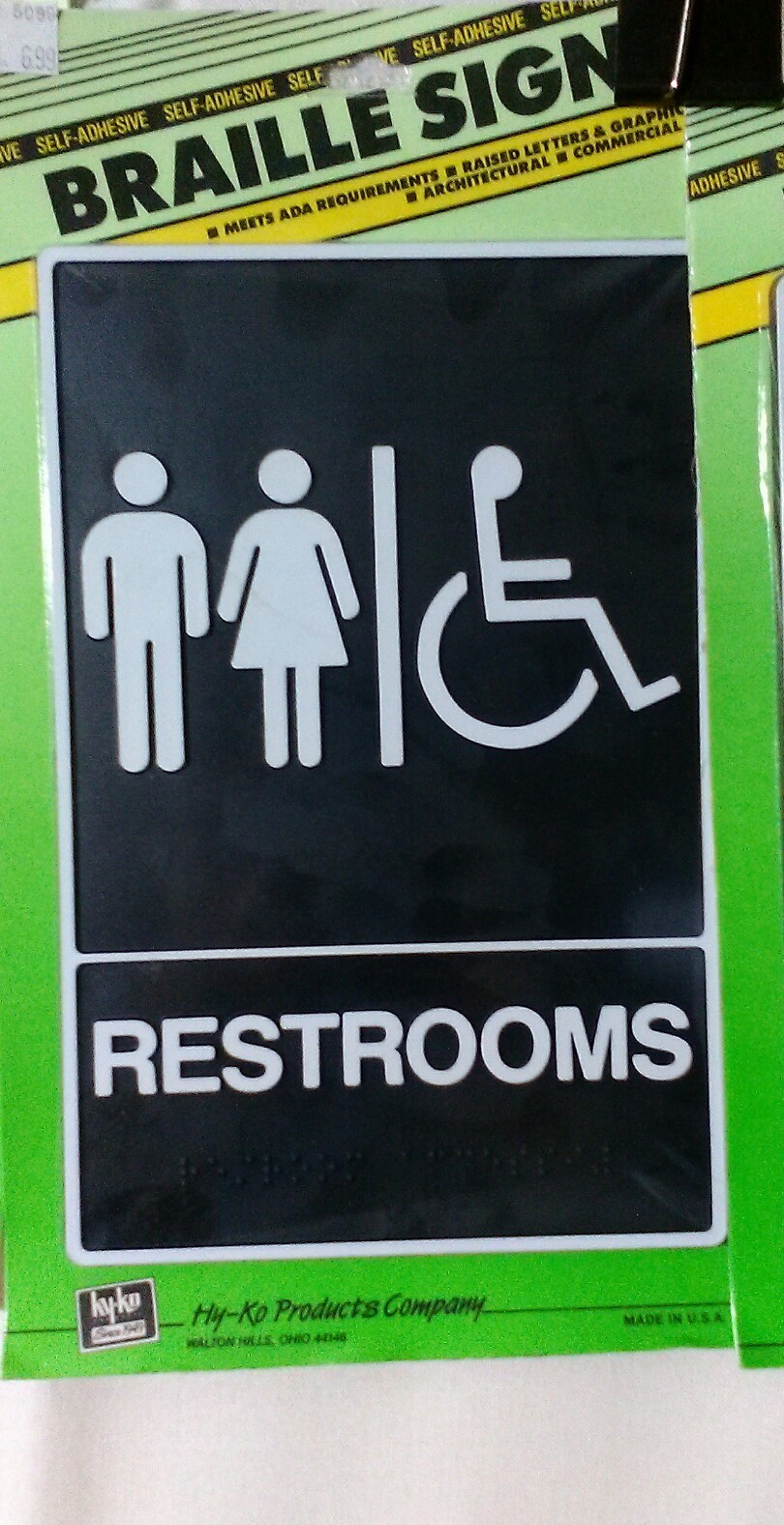 Hy-Ko Products Company Braille Restroom Signs w/ Self-Adhesive lot of 4 NWT