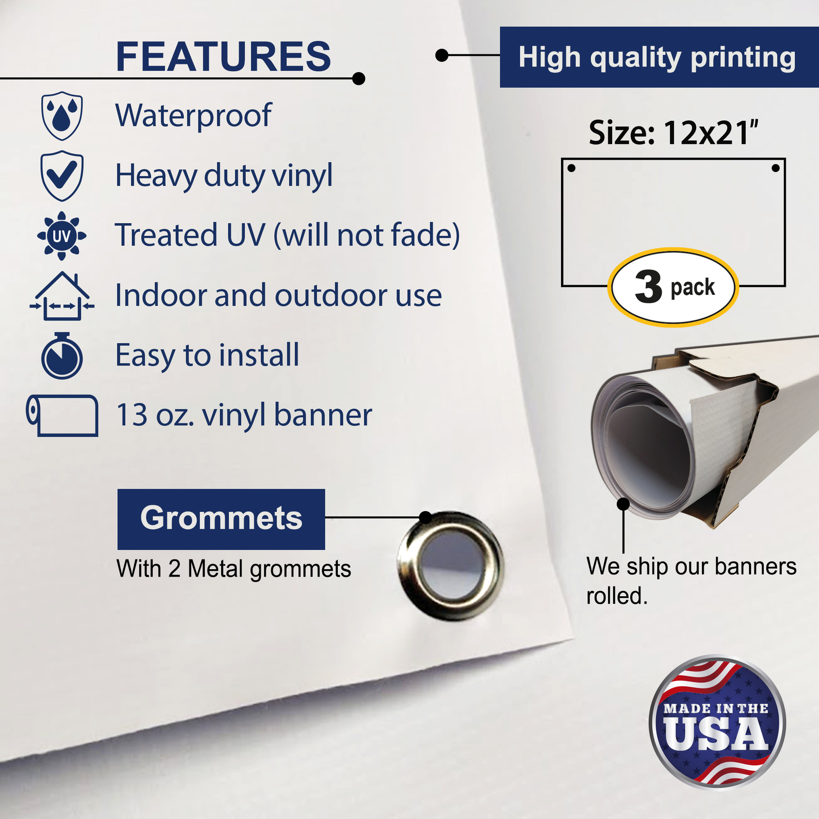Greenyef Graphics For Sale 13 oz Heavy Duty Vinyl Banner 3 Pack 12×21&Prime; Red/White