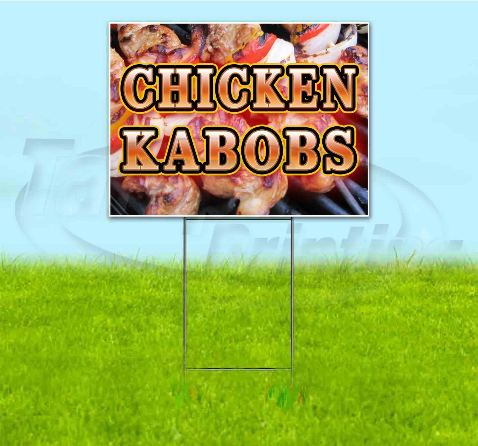 CHICKEN KABOBS 18×24 Yard Sign WITH STAKE Corrugated Bandit USA BUSINESS FOOD