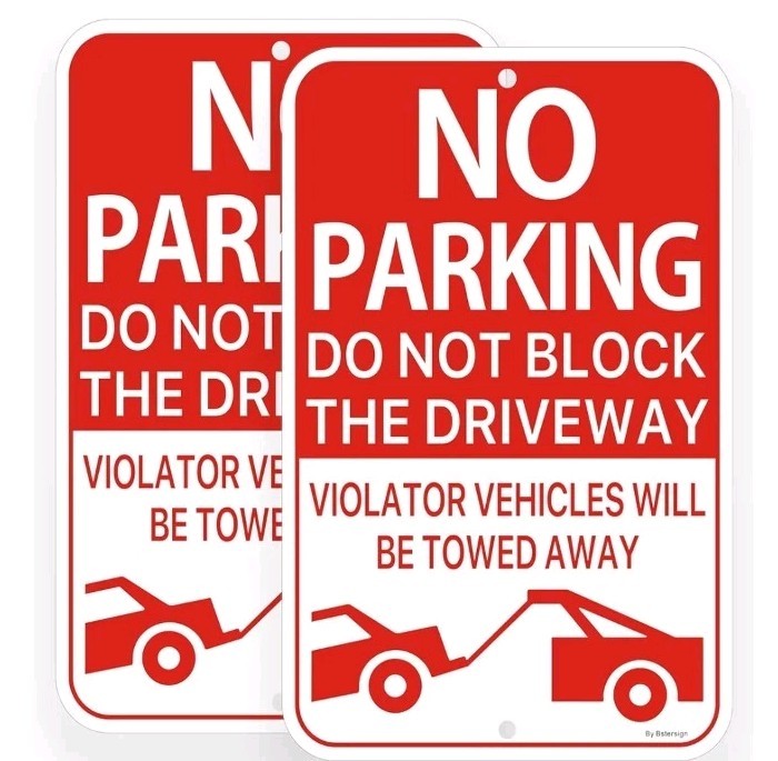 2 Pack Large No Parking Sign, 18 x 12 Inches Do Not Block Driveway Sign, Metal