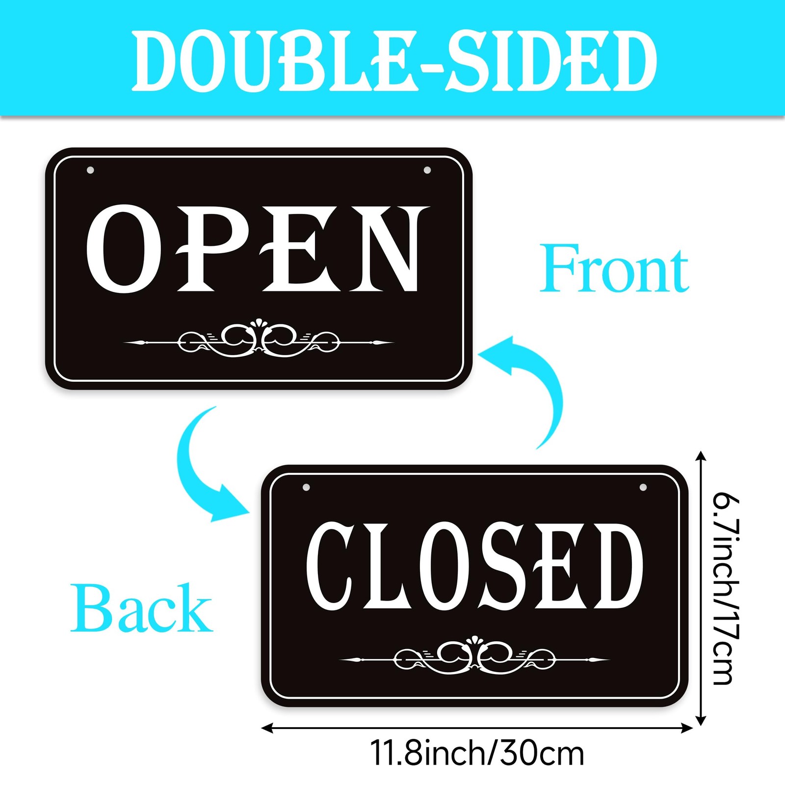 Double Sided Open Closed Sign Business Open and Closed Hours Flip Sign for Store