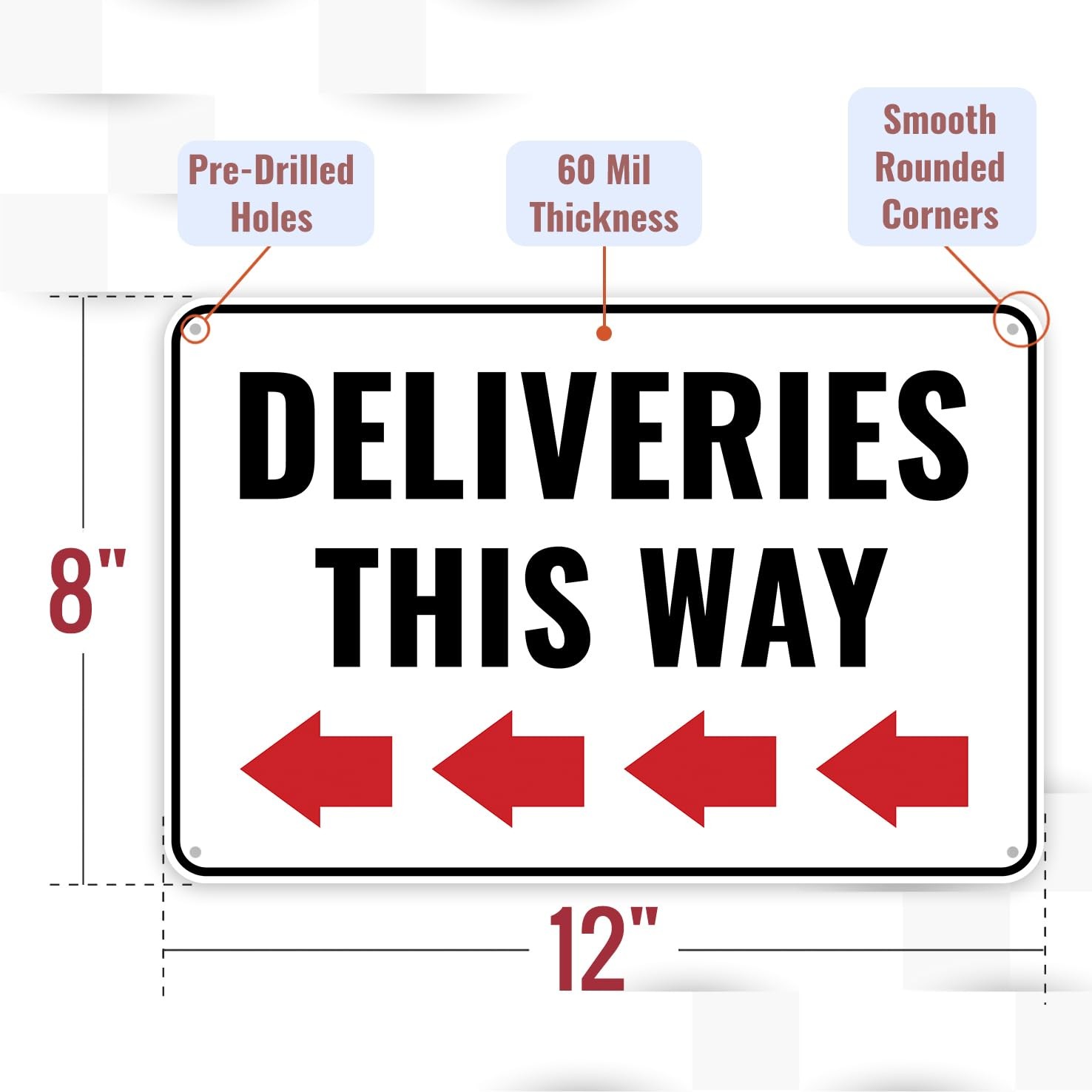 1PC Deliveries This Way Sign Left Arrow, 12 x 8 Inches – Aluminum – Packages …