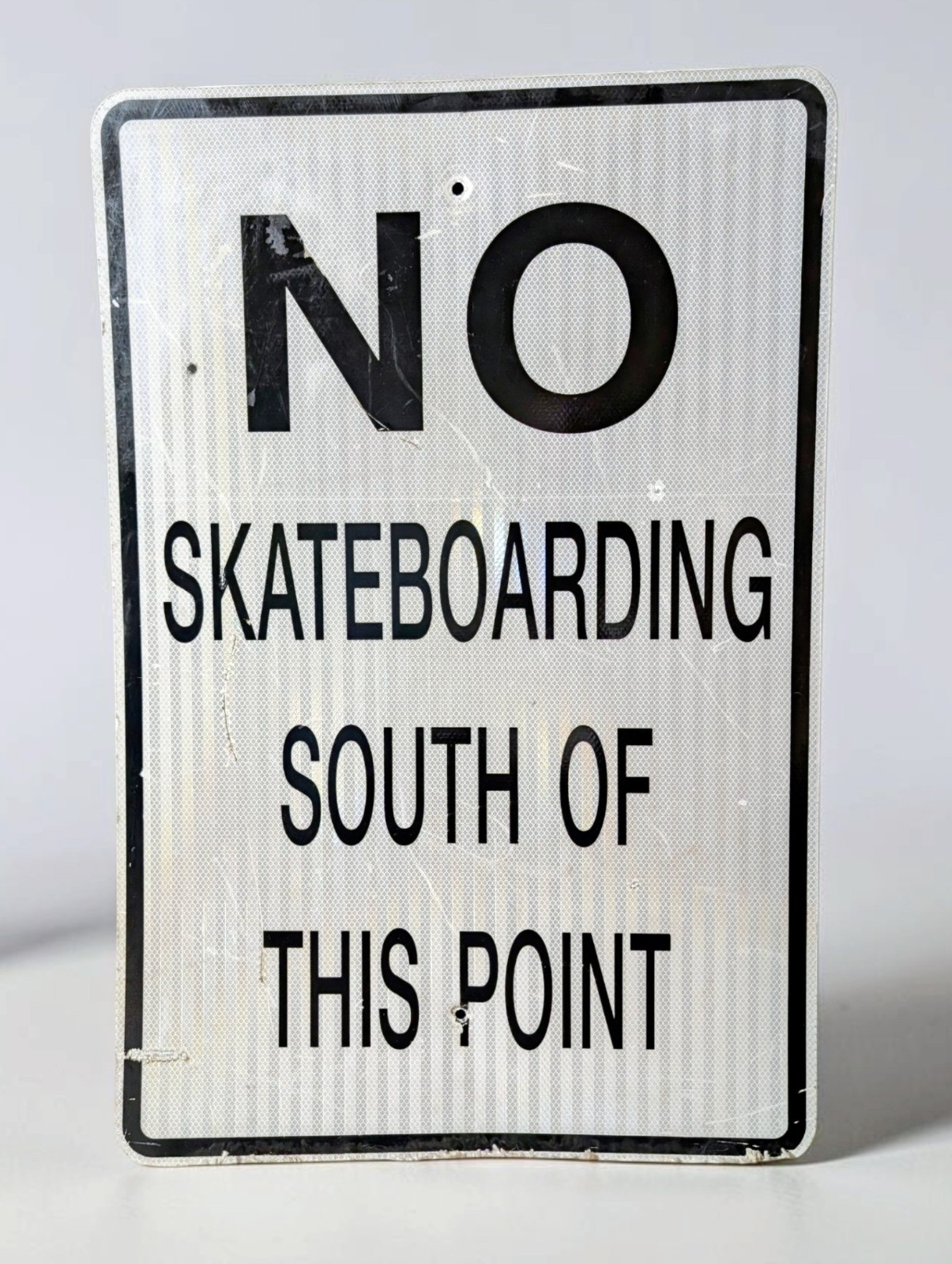 NO SKATEBOARDING SOUTH OF THIS POINT SIGN, HUGE 2&rsquo;x3&prime;, REFLECTIVE, METAL