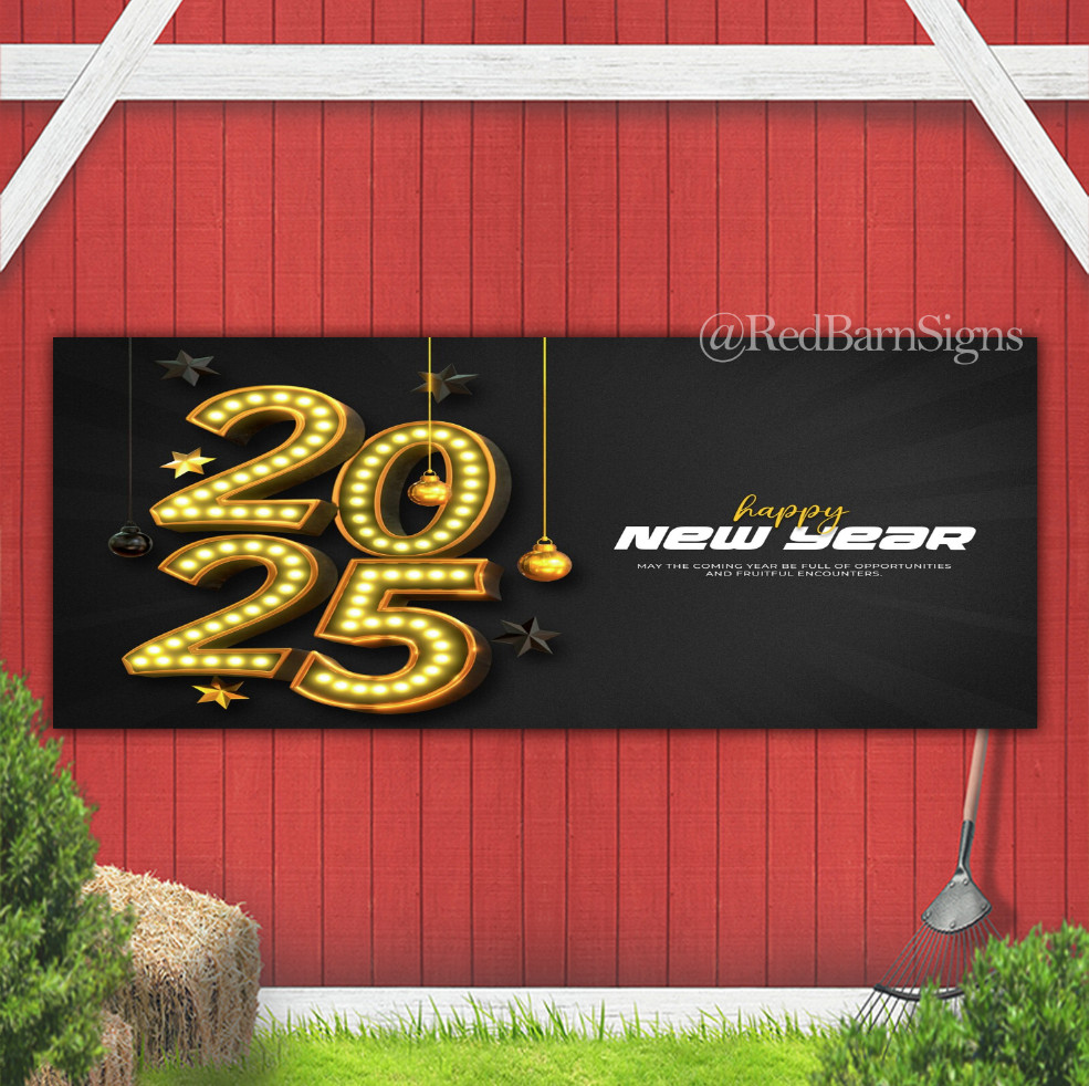 Happy New Year 2025 Retro Light 3d indoor outdoor banner sign