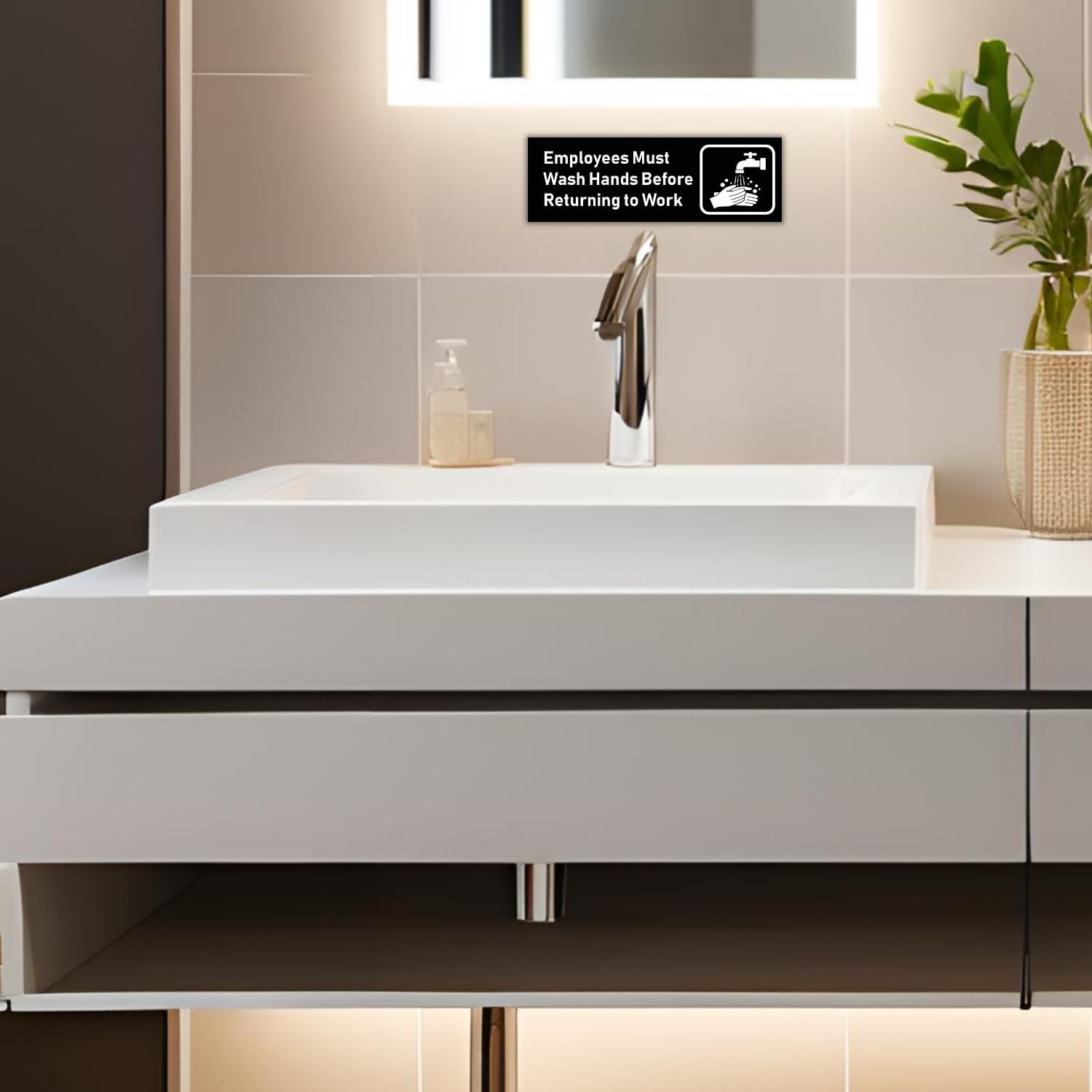 5 Pack Employees Must Wash Hands Before Returning to Work Sign 9 x 3 Inches 1
