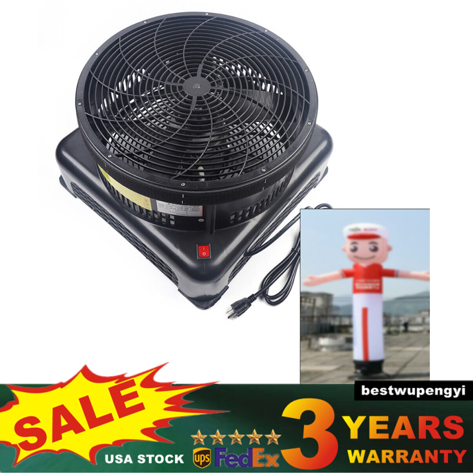 550W Air Blower Fan For Inflatable Wind Dancer Dancing Tube Man Puppet Fly Guy