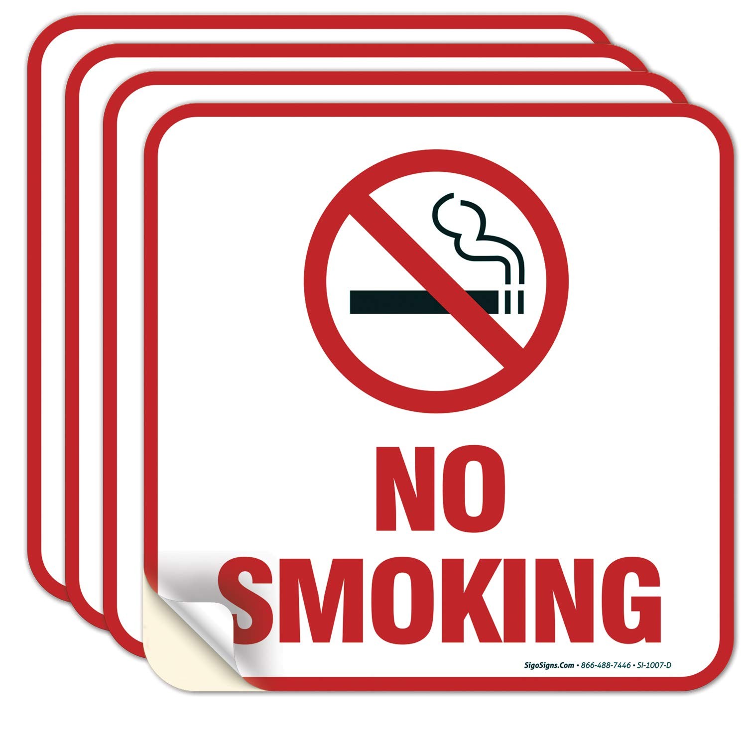 4 Pack 5.5×5.5 Inch No Smoking Sign Stickers Vinyl Self Adhesive Decals