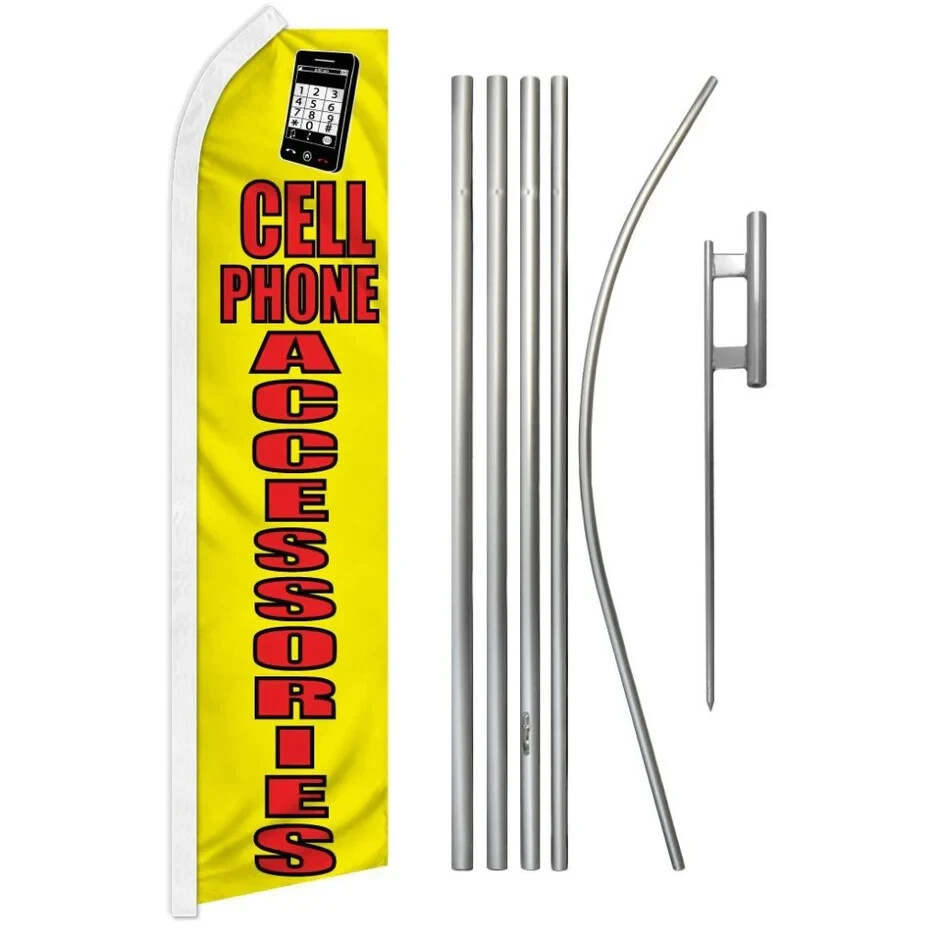 Cell Phone Accessories (YW) Swooper Flutter Feather Advertising Flag & Pole Kit