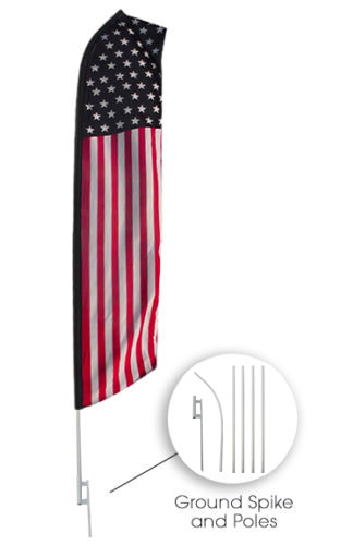 3 PACK – Feather Flutter Swooper Flag 16&prime; POLE + SPIKE Ground Stake Mount KIT