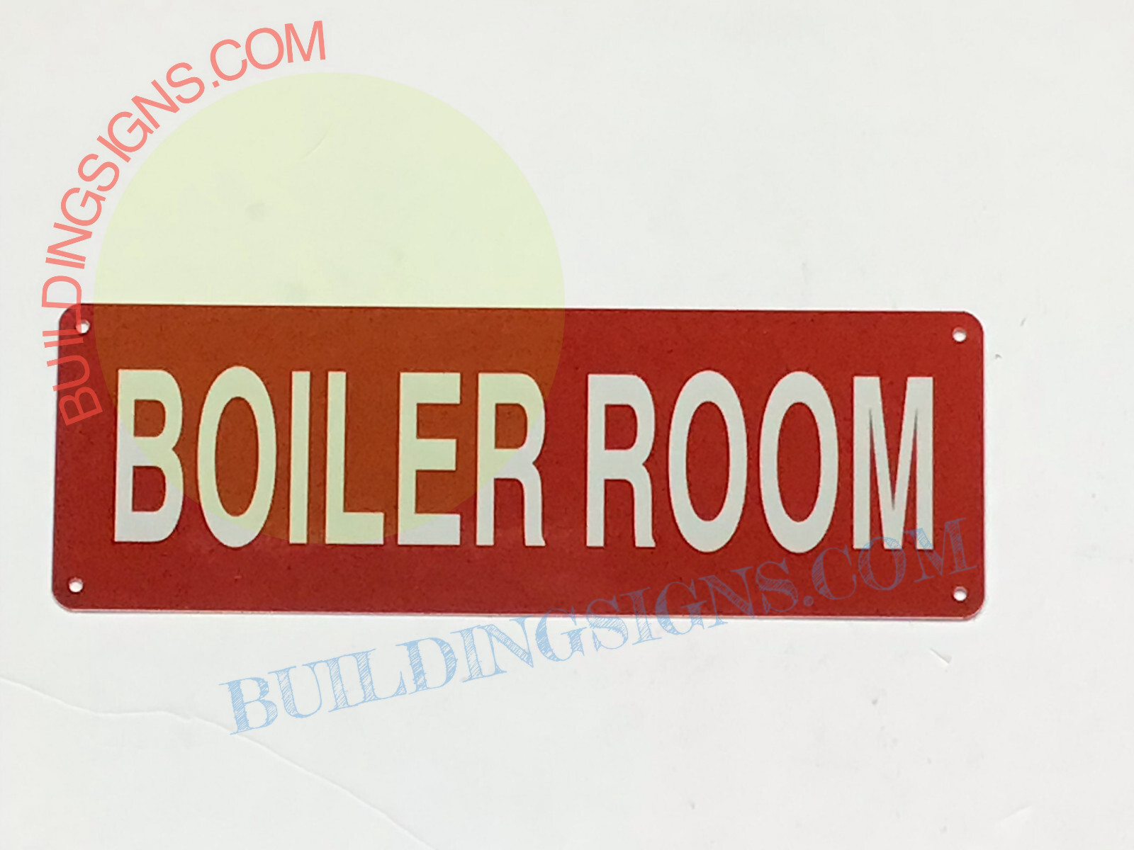 BOILER ROOM SIGN -(4×12, Red, Aluminum)