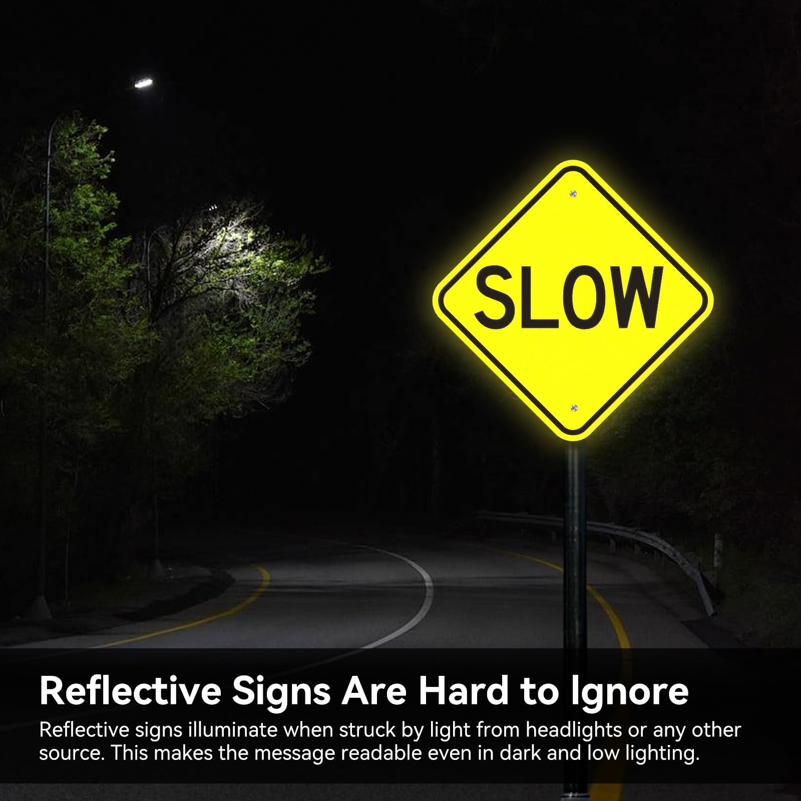Slow Down Sign 12×12 Inch Reflective Rust Free Aluminum Street Road Board