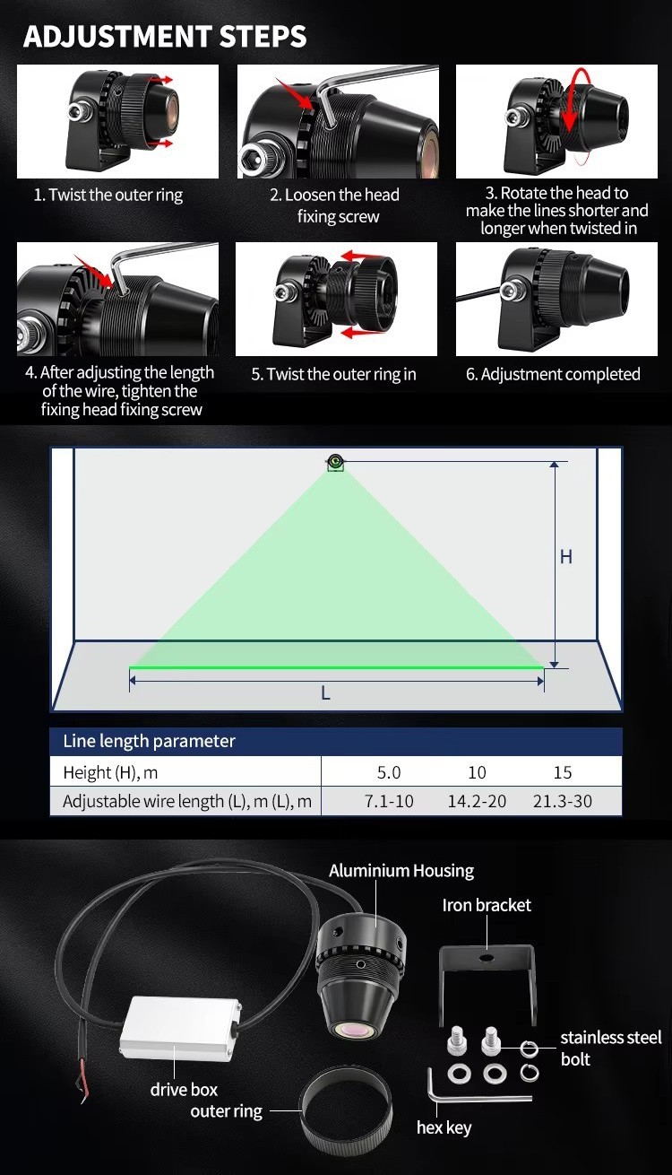 1-4Pcs Adjustable Forklift Floor Warning Light Safety Laser Line Projector