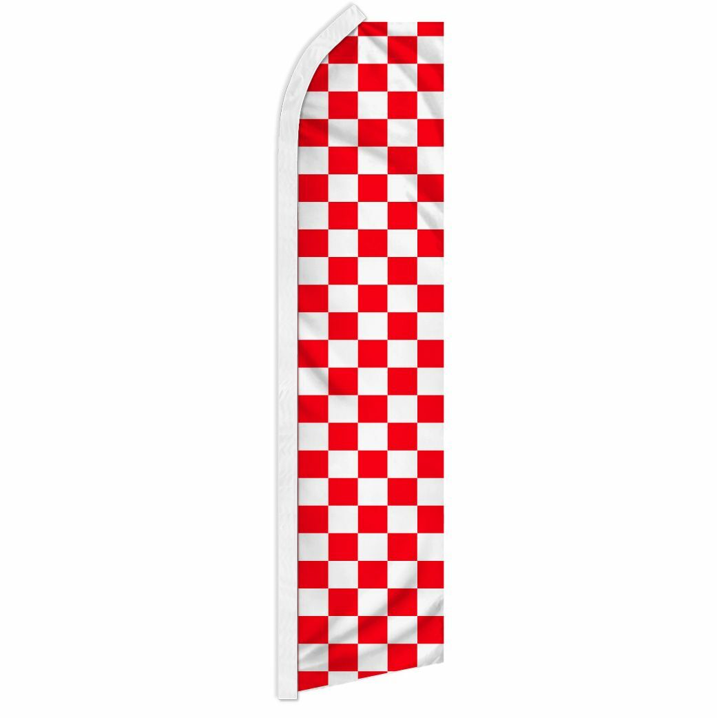 « RED & WHITE CHECKER » advertising super flag swooper banner business sign check
