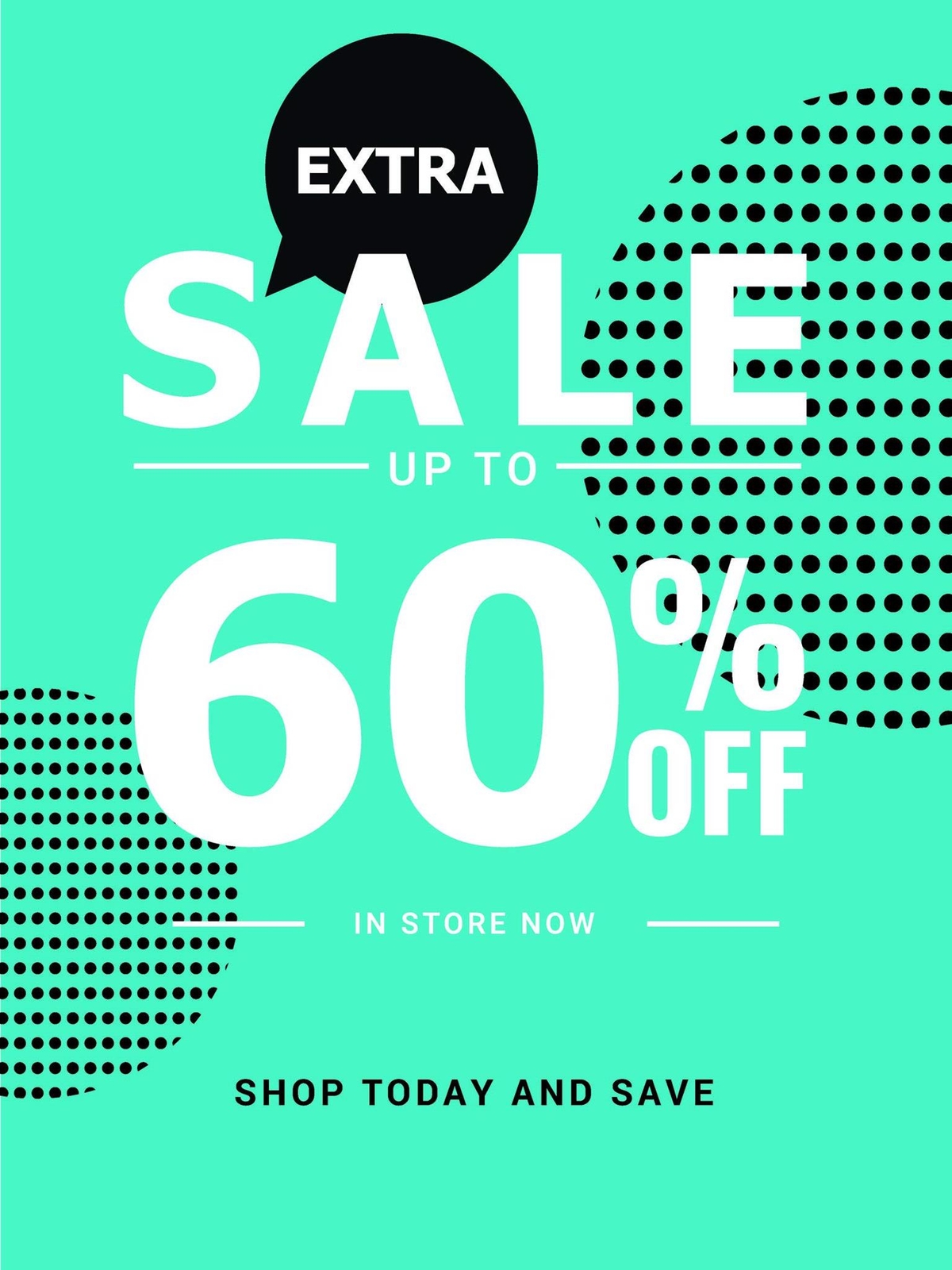 Extra Sale up to 60 percent OFF | Retail Window Display Sign | 18&Prime;W x 24&Prime;H