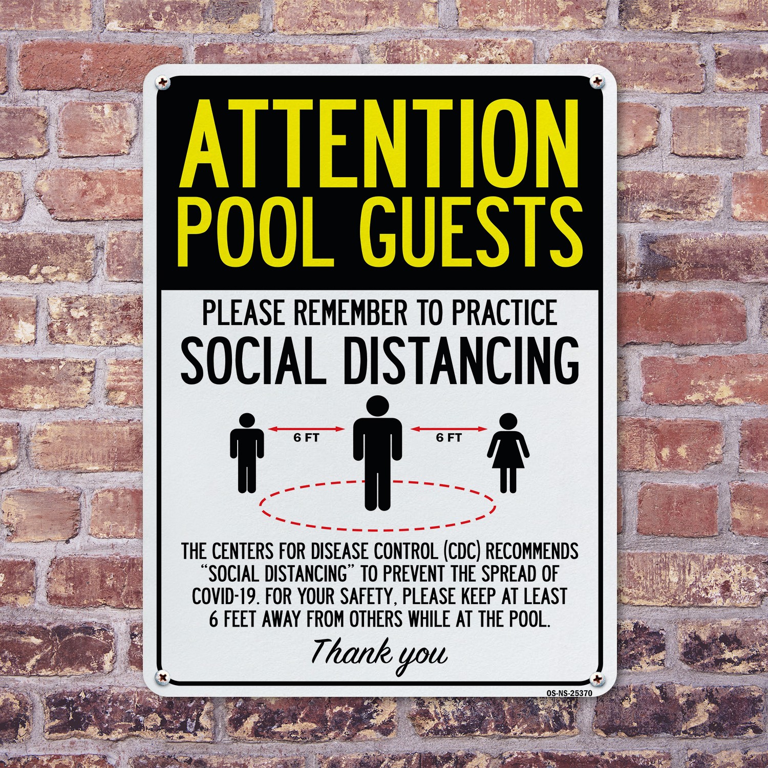 Attention Pool Guests Practice Social Distancing Public Safety Sign 5/10 Pack