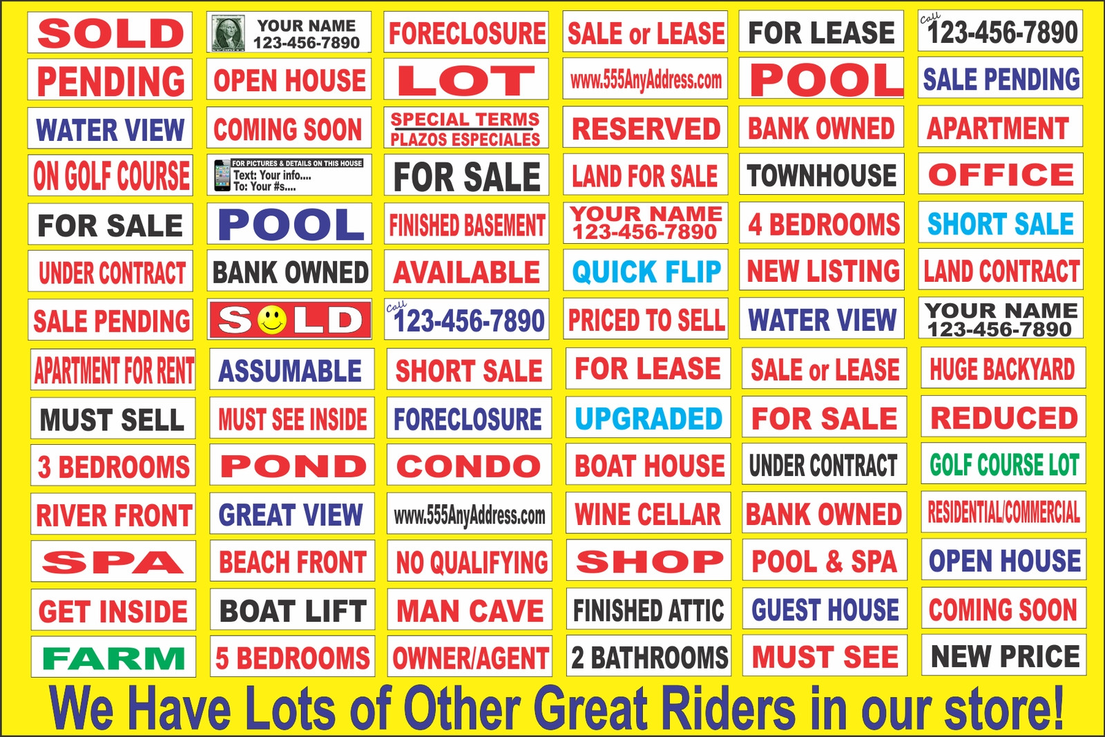 White on BLACK ARROW 6&Prime;x24&Prime; REAL ESTATE RIDER SIGNS Buy 1 Get 1 FREE 2 Sided