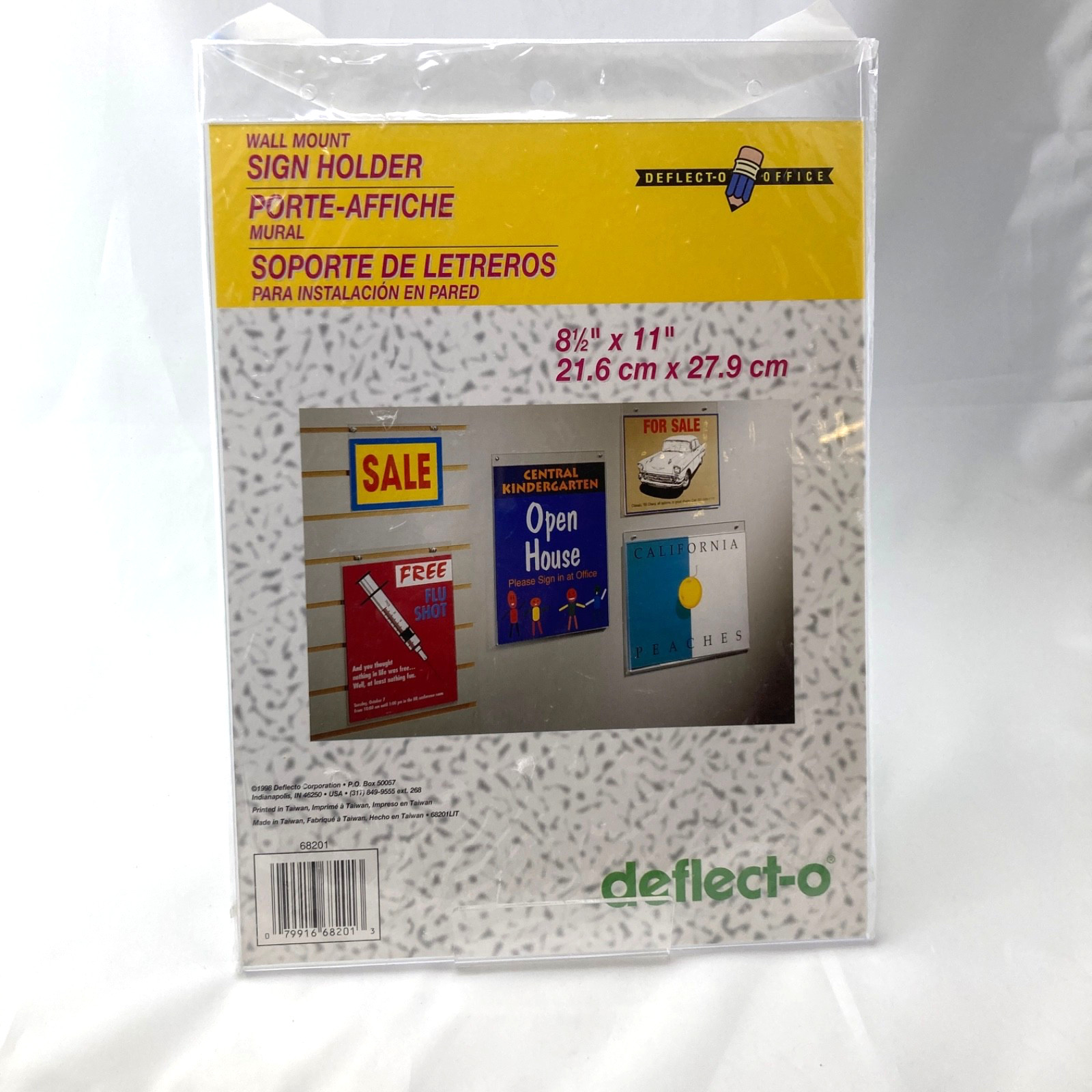 Deflect-o Office Wall Mount Sign Holder 8.5 X 11 Inches NOS Lot Of 2