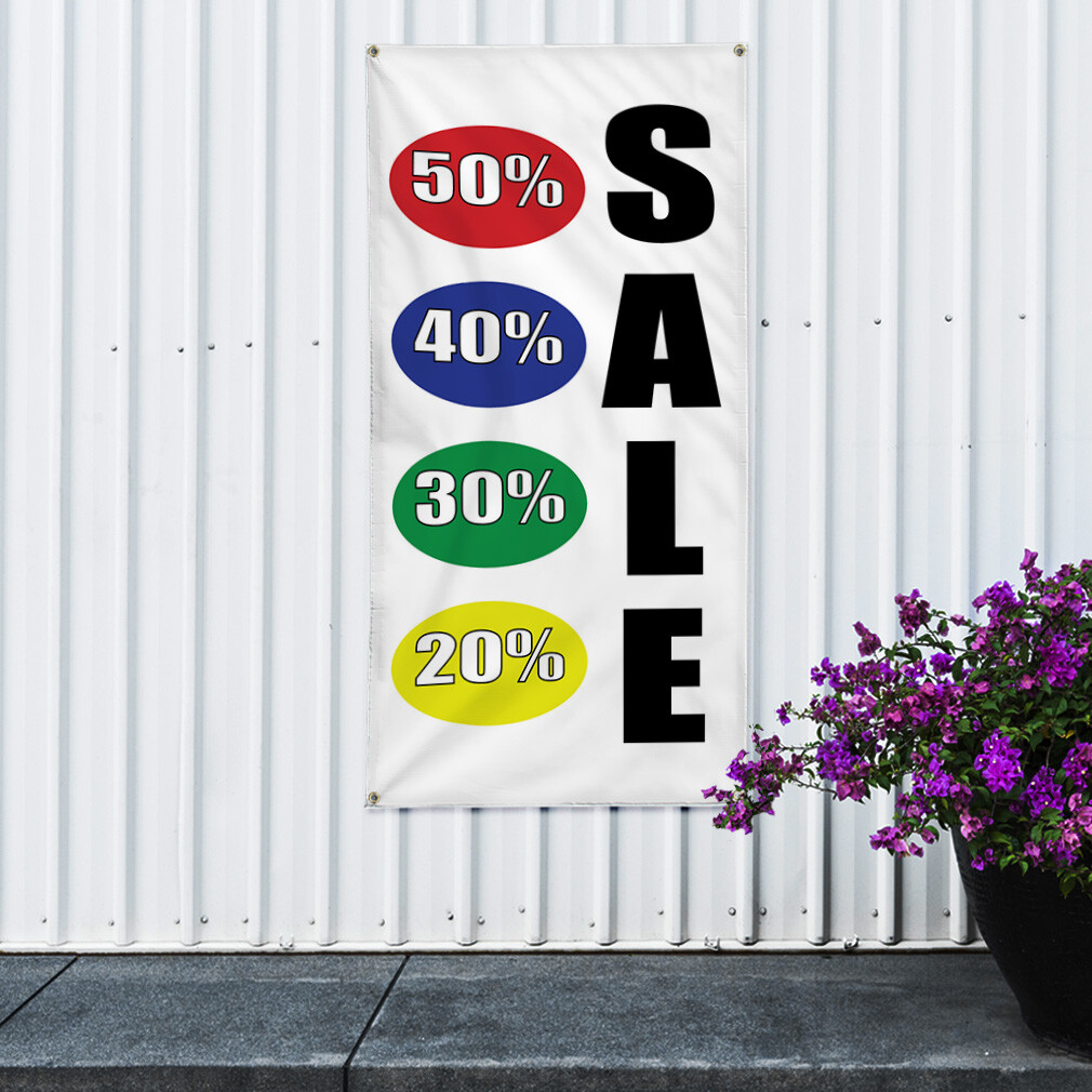 Vertical Vinyl Banner Multiple Sizes 50% 40% 30% 25% Deal Promotion Business