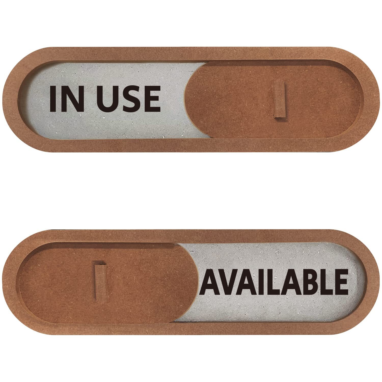 In Use Available Privacy Slider Sign Brown Premium MDF Wood 7.5×2.2&Prime;