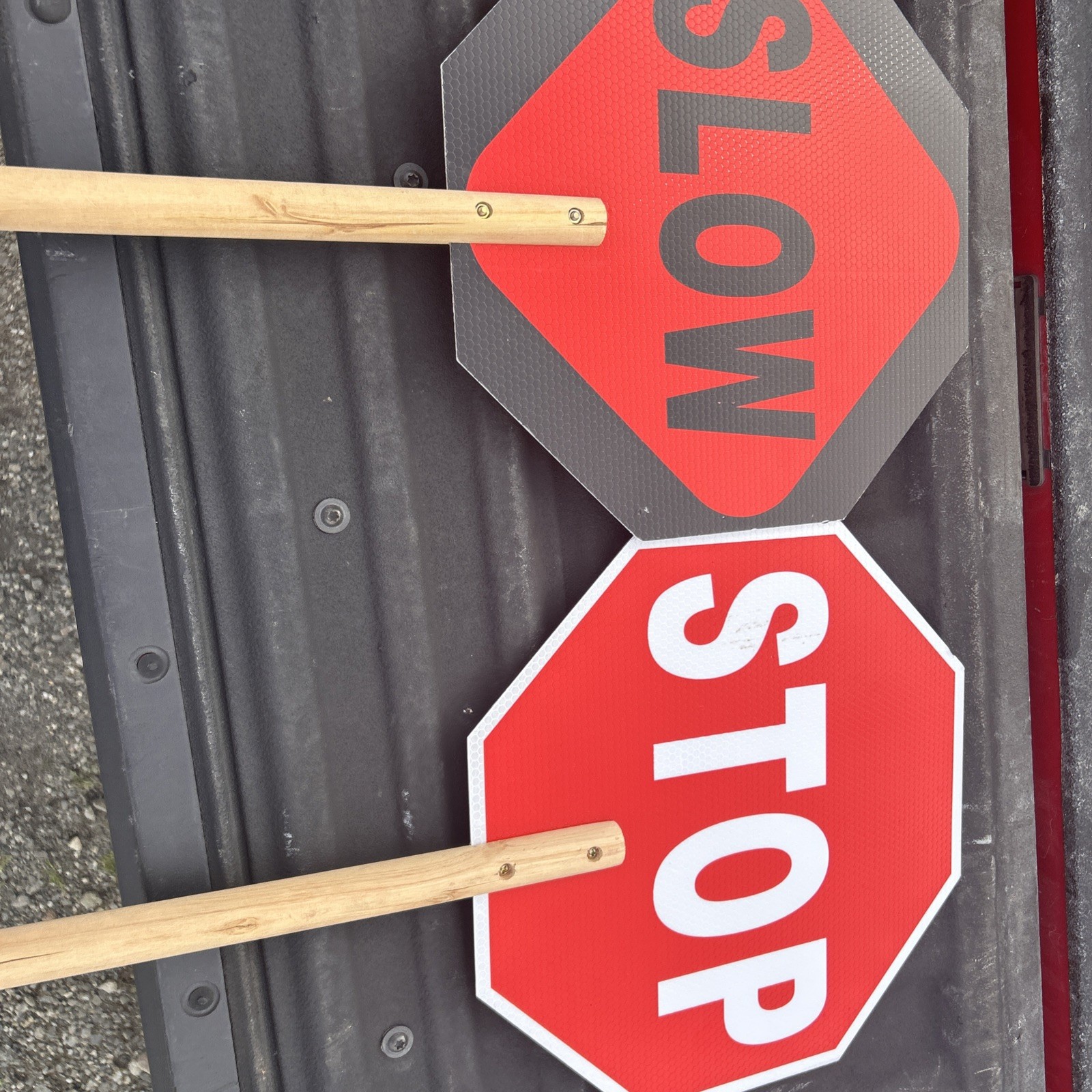 Stop Slow Sign 13&Prime; Double Sided Handheld Stop Sign Street Slow Reflective Sign W