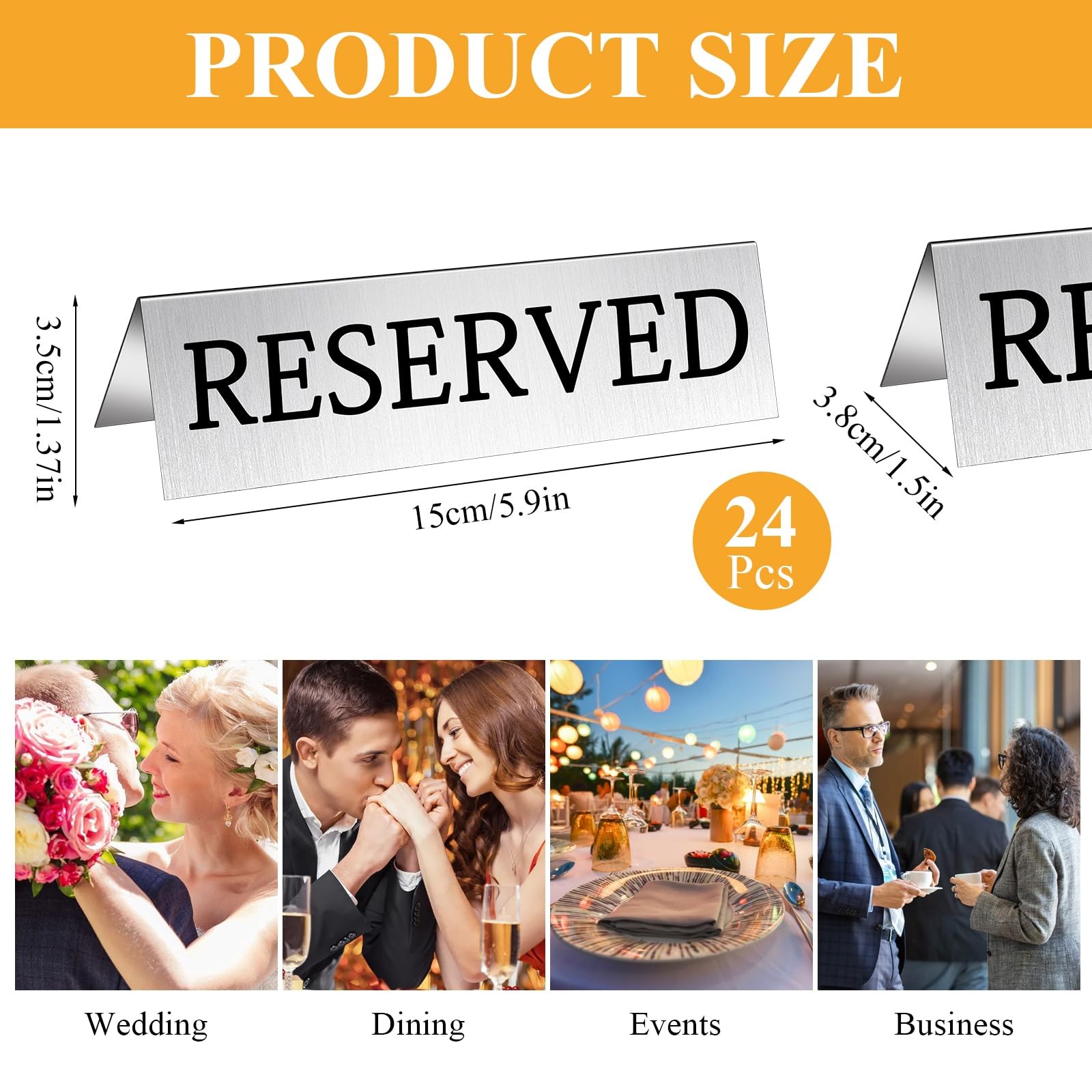 24 Pcs Metal Reserved Table Signs, Silver Table Top Reserved Sign for Restaur…