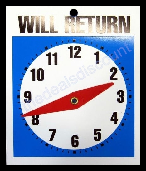 NEW Open Come In / Will Return / Store Business, Clock Hands, Sign With Chain.