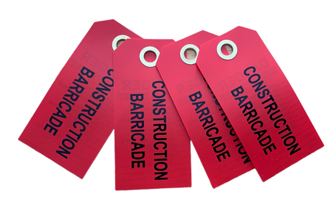 Construction Barricade Warning Sign Hang Tags DANGER (Red) 3&Prime; x 6&Prime; – Pack of 25