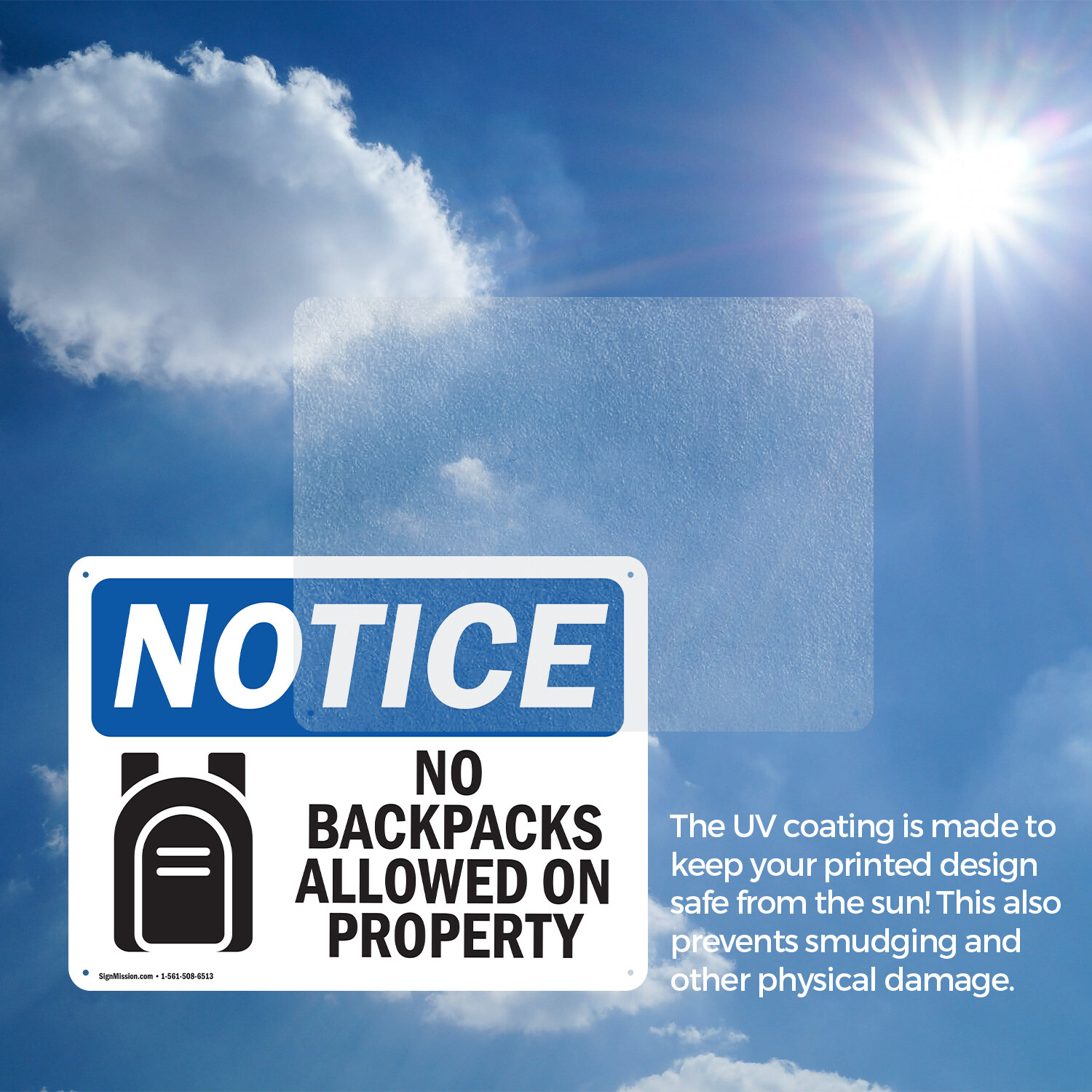 (2 Pack) No Backpacks Allowed On Property OSHA Notice Sign Decal Metal Plastic