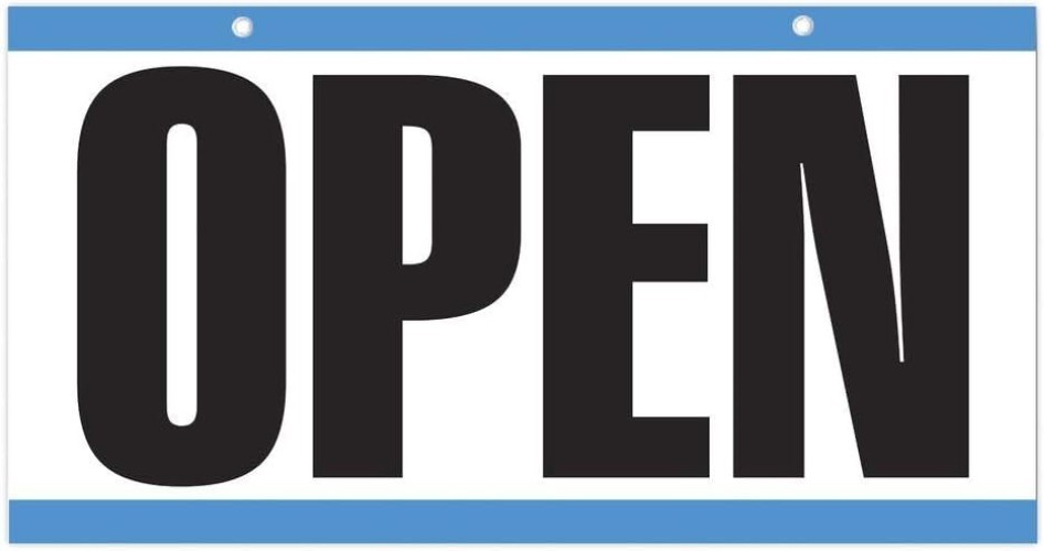 Vibrant Blue Open/Closed Sign with Clock Hands – Must-Have for Businesses!