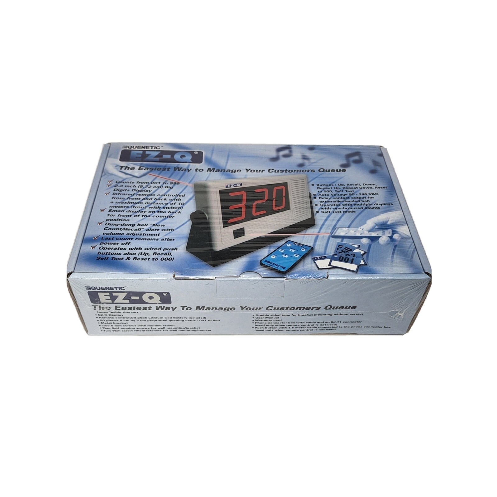 Quenetic EZ-Q Digital Customer Queue Waitlist Mountable Display w Remote Control