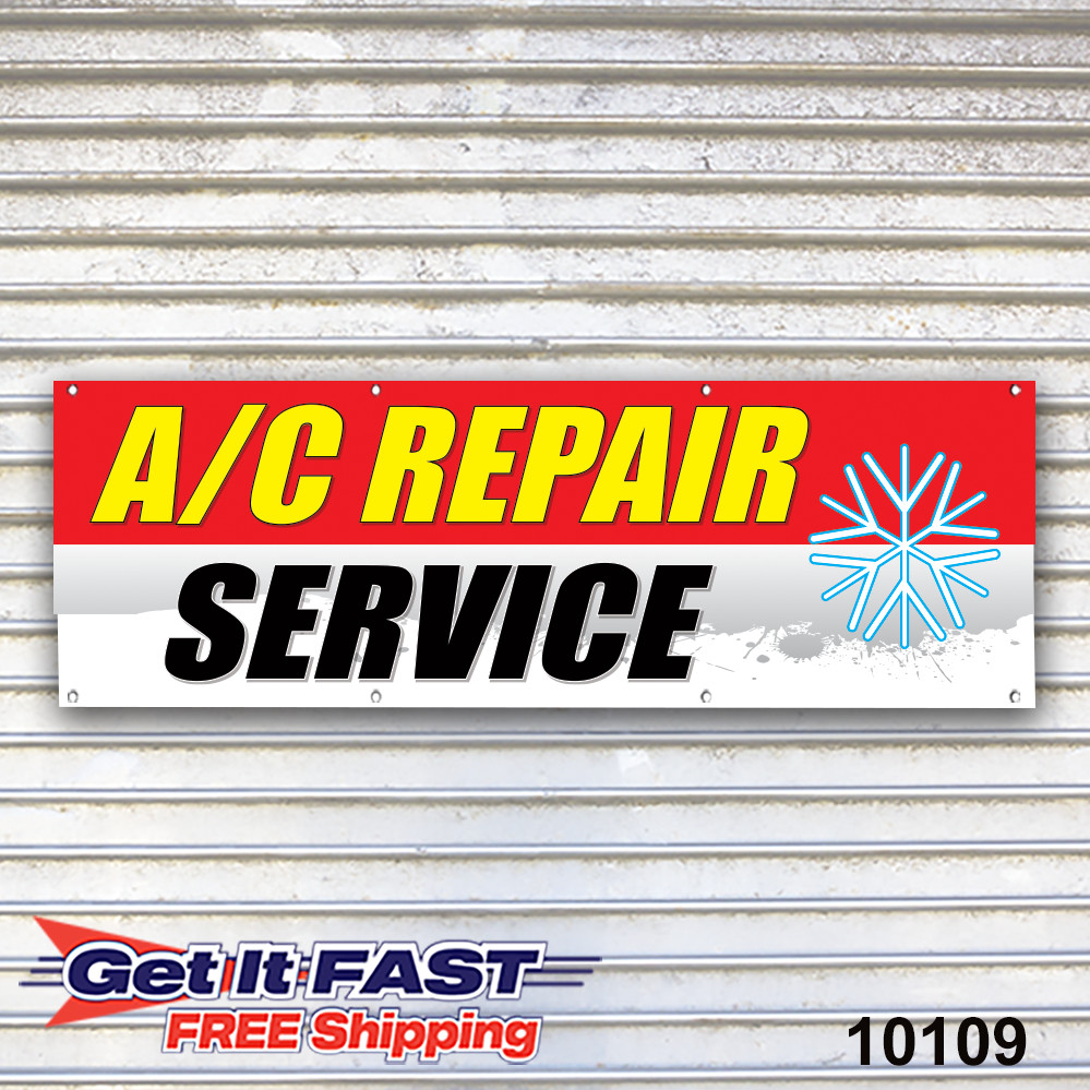 A/C Repair Service Auto Repair Banner Sign Tire Dealer Service Bay Garage