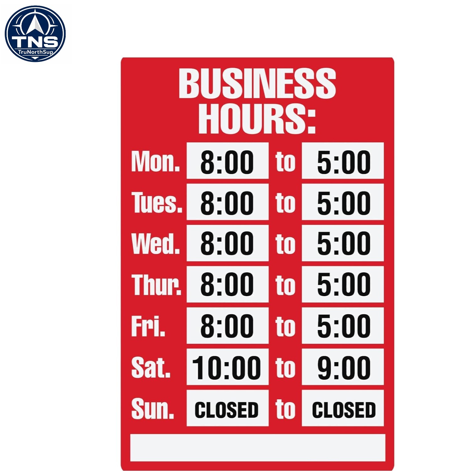 Business Hours Sign Kit 8×12 Inch Plastic Outdoor Wall Mount No Illumination