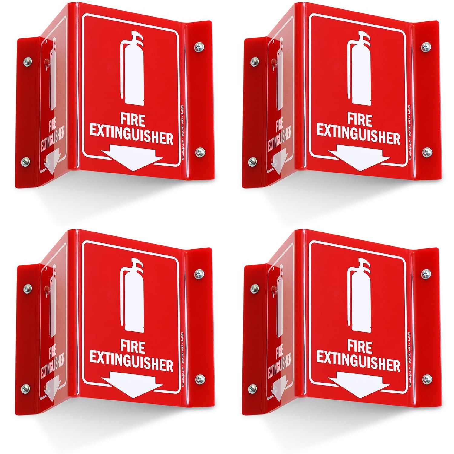 (4-Pack) Fire Extinguisher Projecting Sign with Down Arrow – 5&Prime; x 6&Prime;, -Sided …
