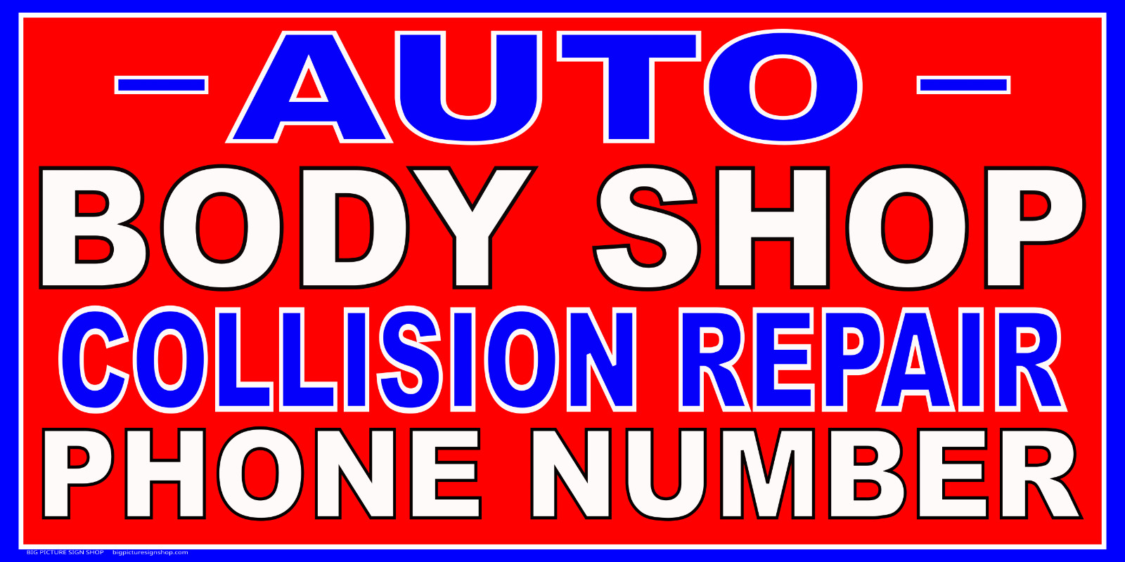 AUTO BODY SHOP COLLISION REPAIR -HUGE Banners-3 Choices YEL Wht Red-41 Sizes-USA