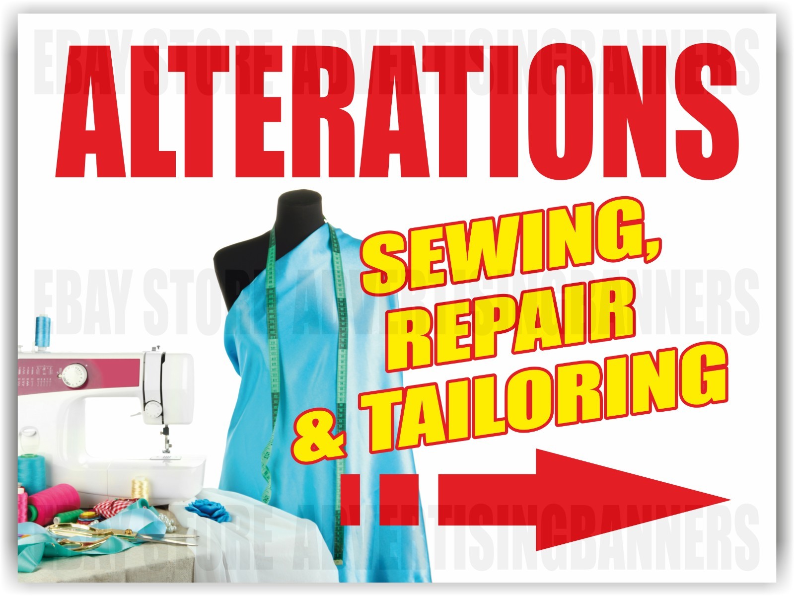 ALTERATIONS SEWING, REPAIR TAILORING Yard Sign with H-Stakes Lawn Sign Tailor